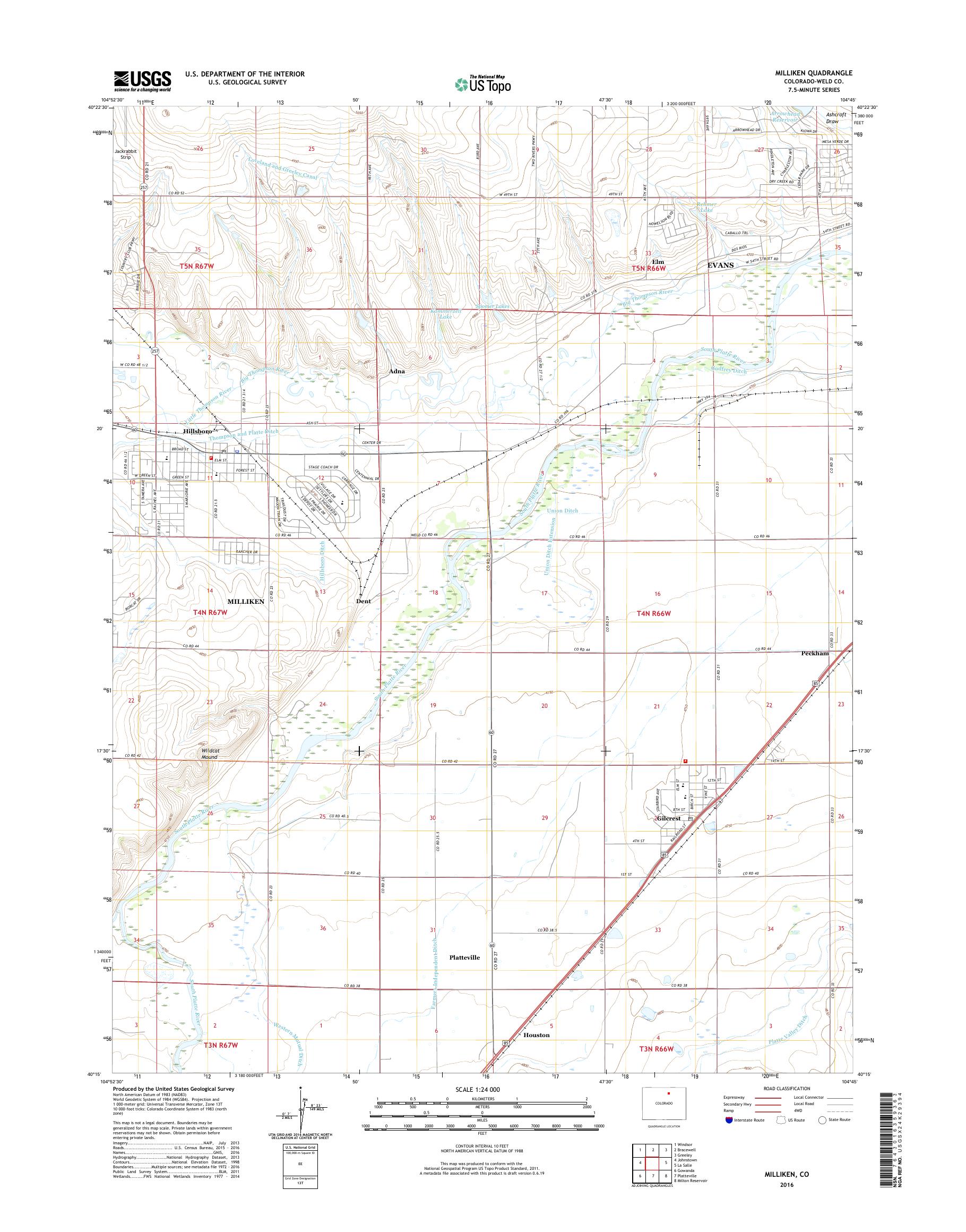 MyTopo Milliken, Colorado USGS Quad Topo Map