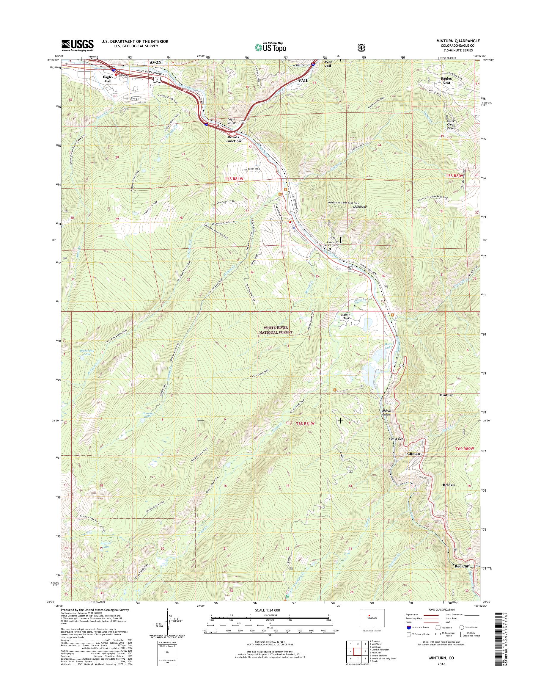 MyTopo Minturn, Colorado USGS Quad Topo Map