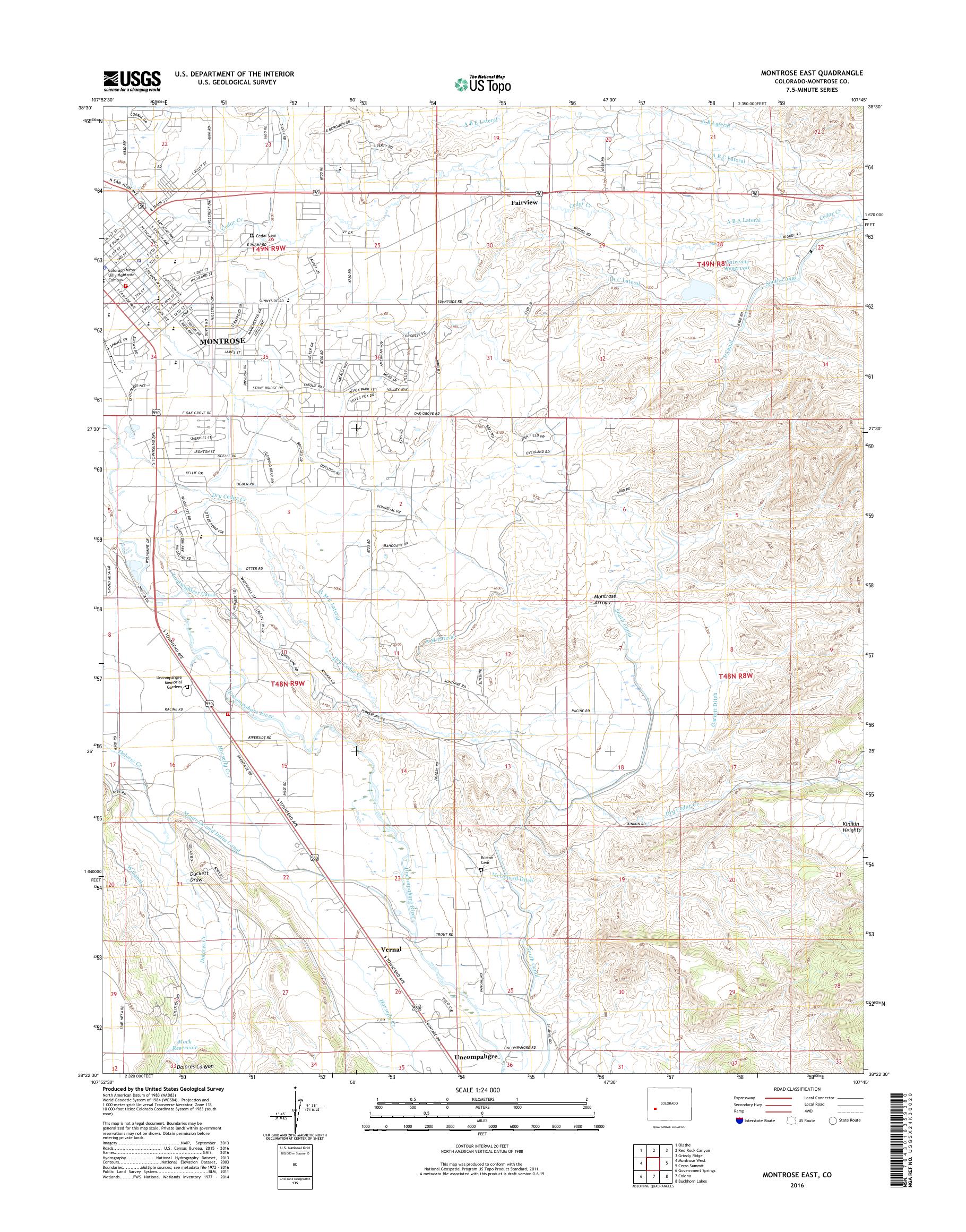 MyTopo Montrose East, Colorado USGS Quad Topo Map