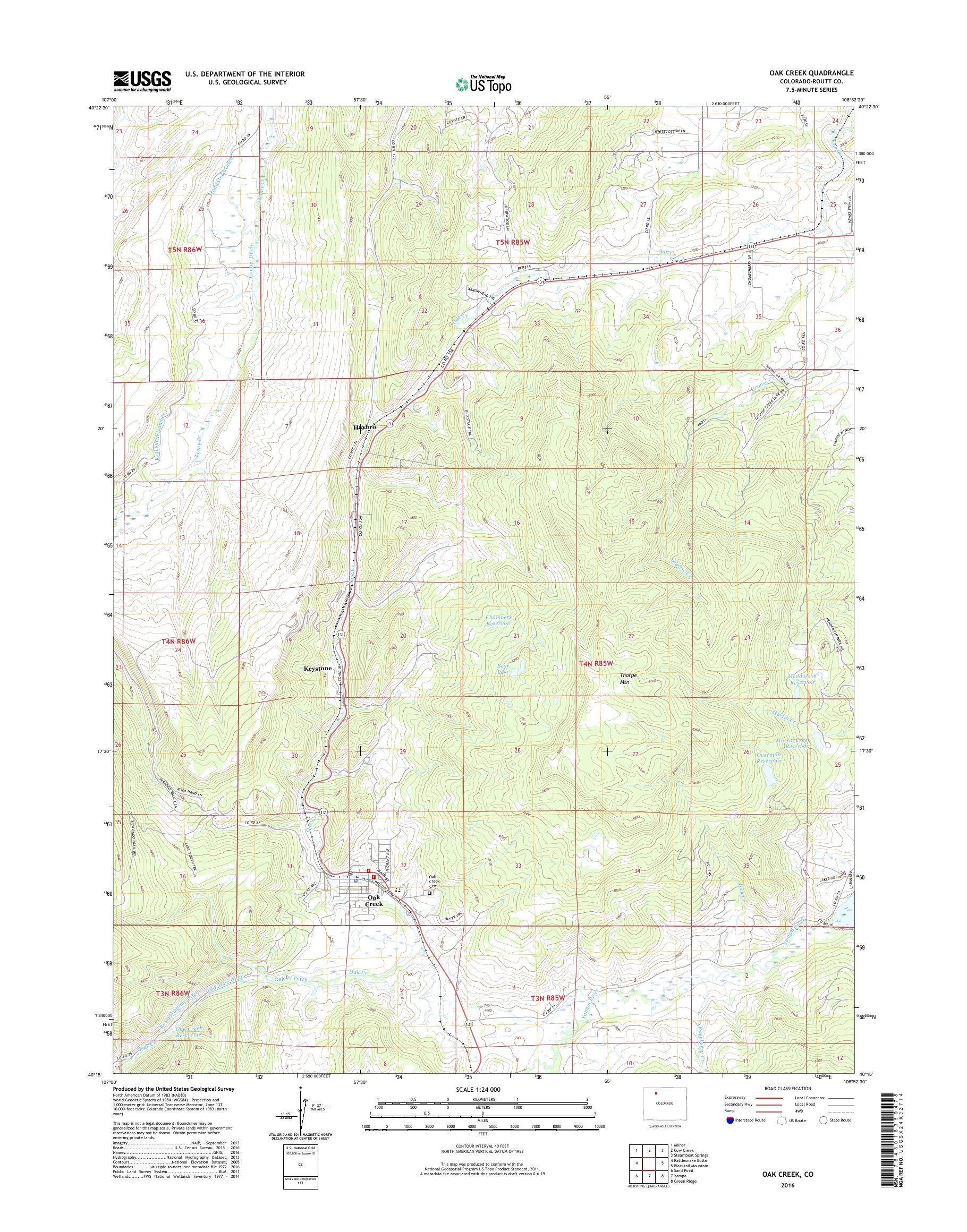 MyTopo Oak Creek, Colorado USGS Quad Topo Map