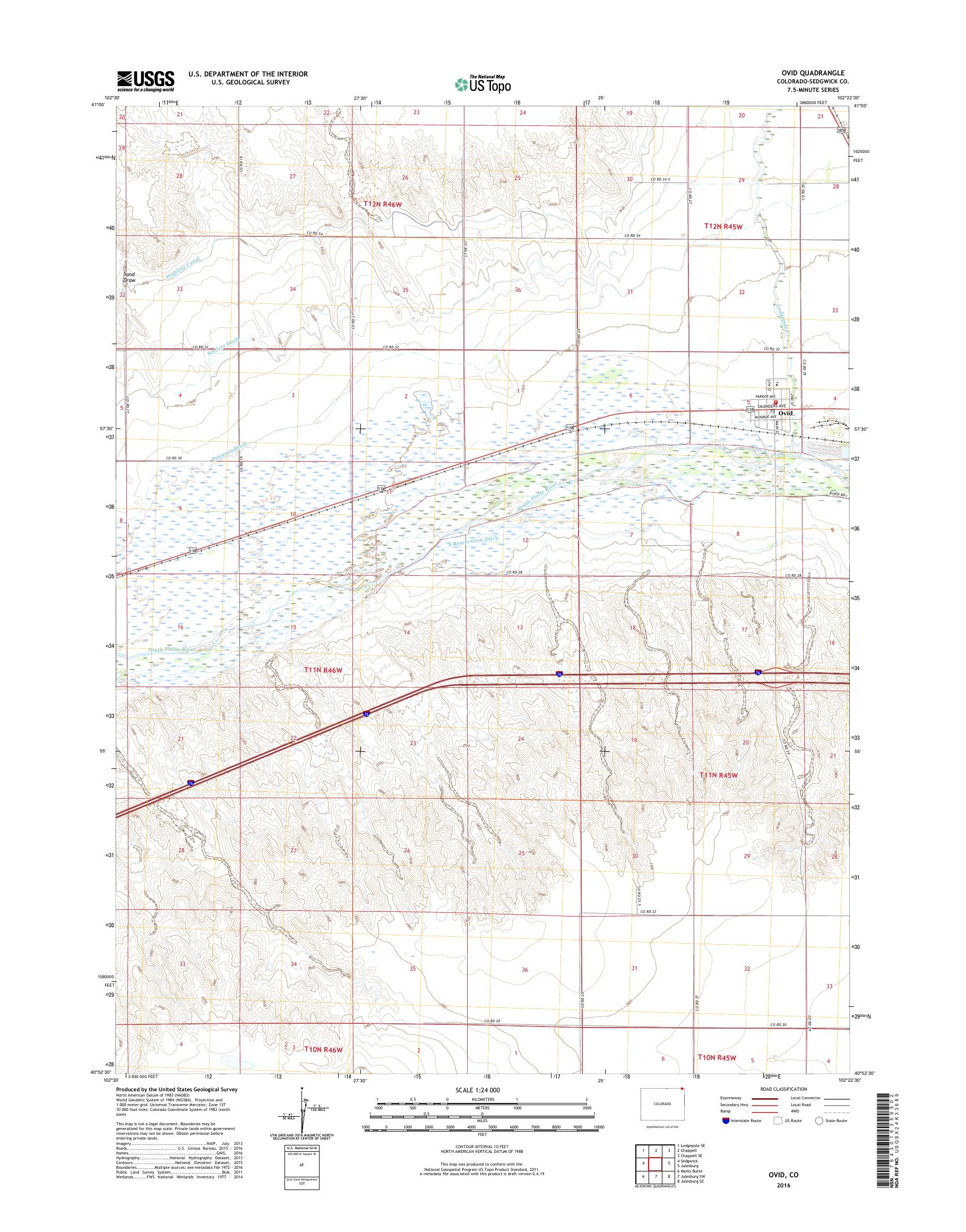 MyTopo Ovid, Colorado USGS Quad Topo Map