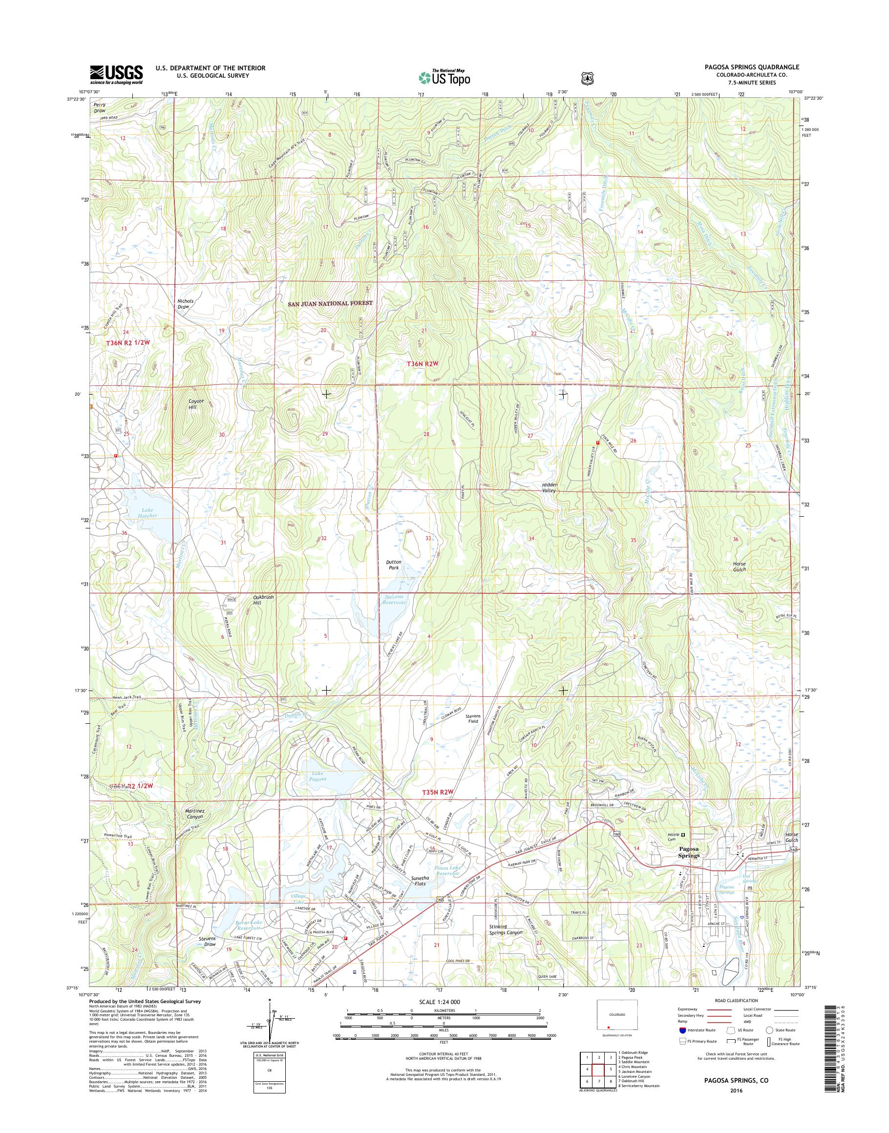 MyTopo Pagosa Springs, Colorado USGS Quad Topo Map