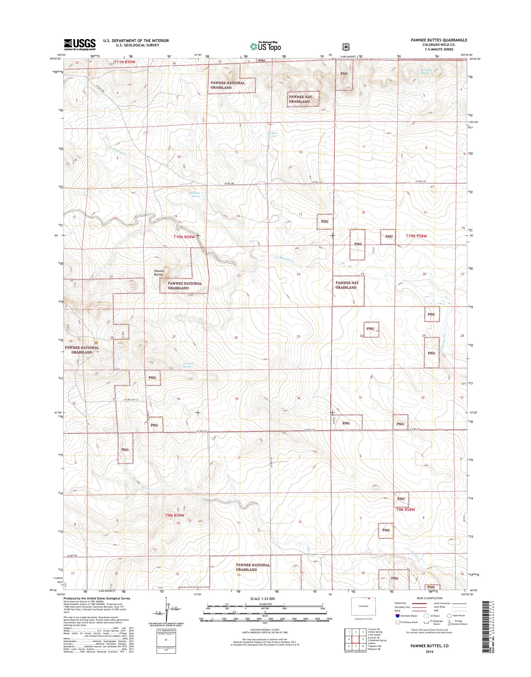 MyTopo Pawnee Buttes, Colorado USGS Quad Topo Map