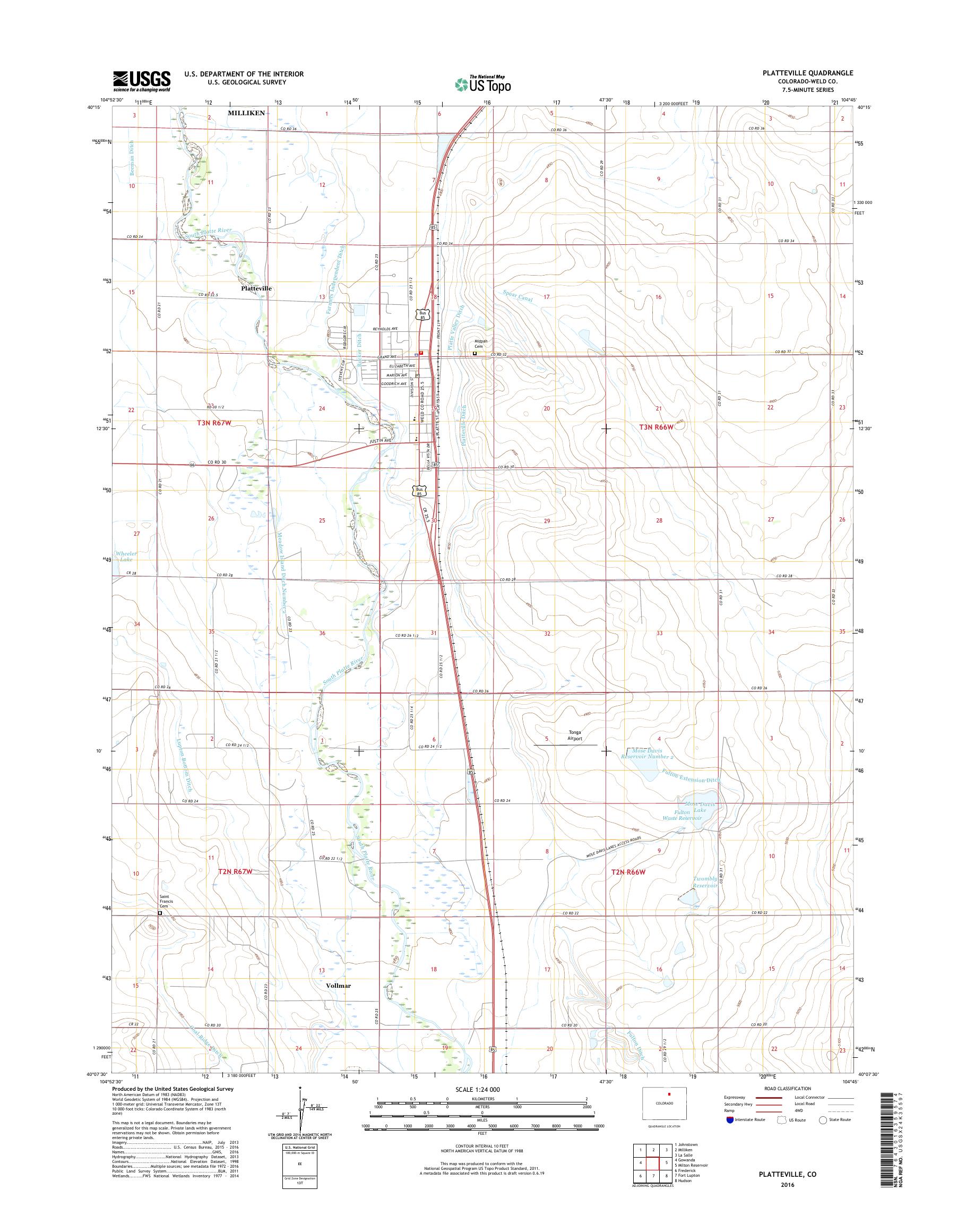 MyTopo Platteville, Colorado USGS Quad Topo Map