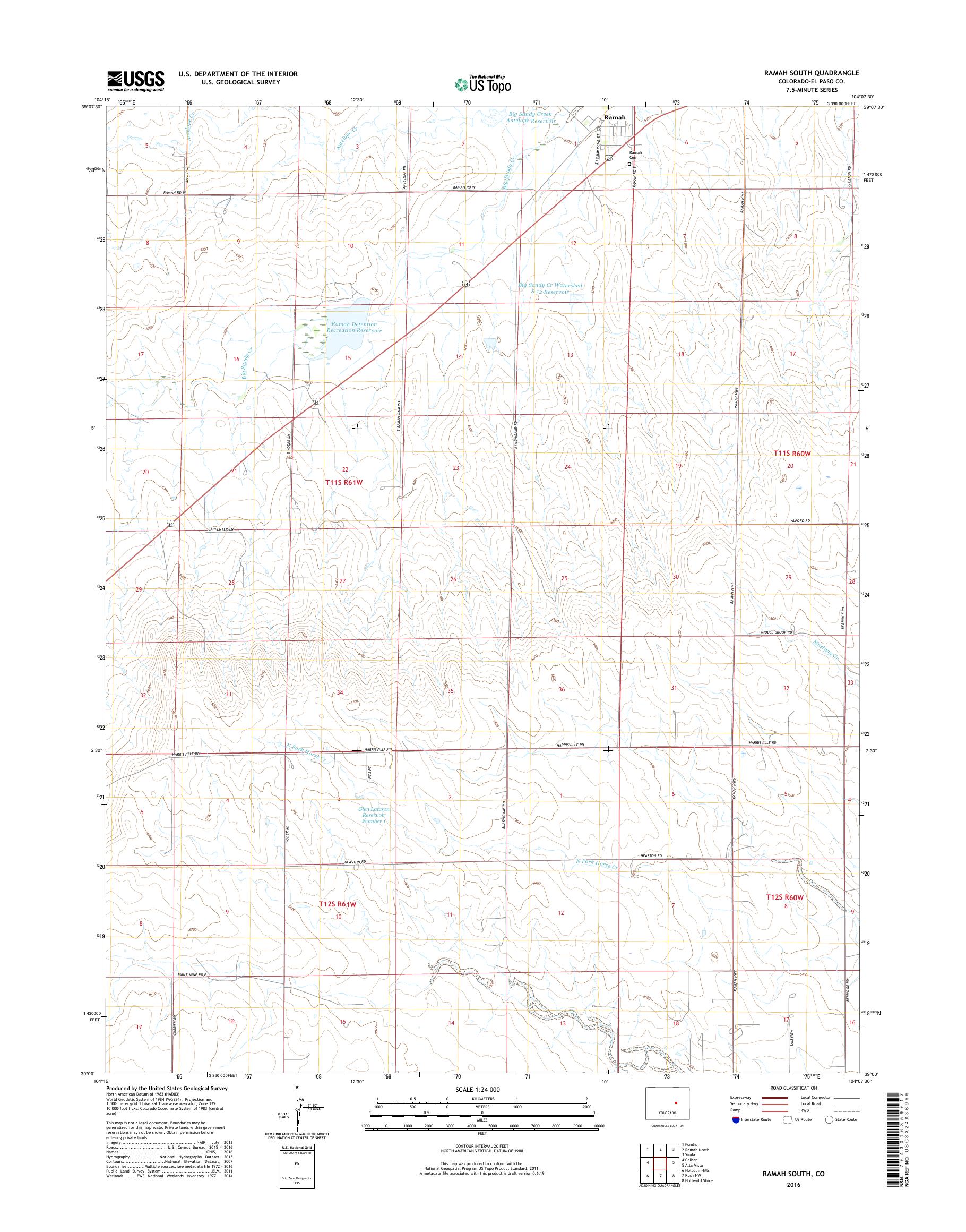 MyTopo Ramah South, Colorado USGS Quad Topo Map