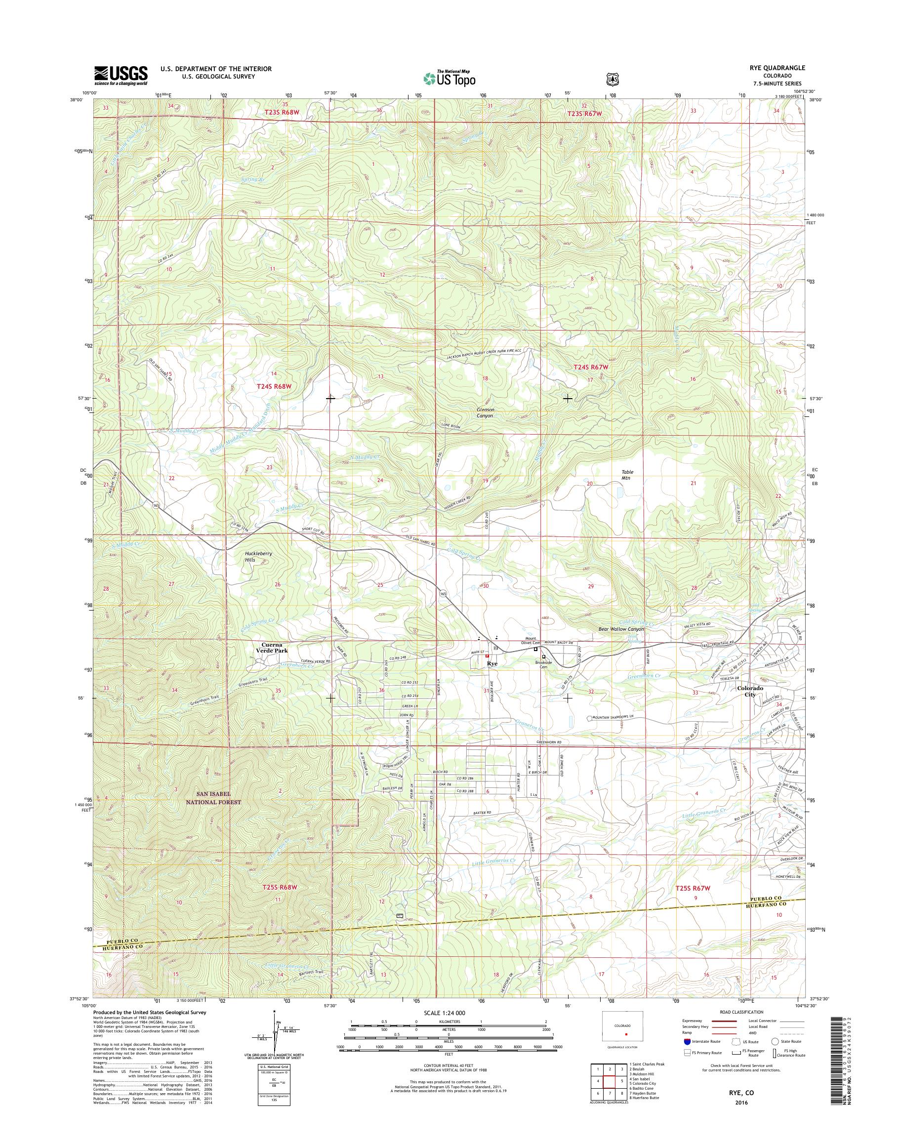 MyTopo Rye, Colorado USGS Quad Topo Map
