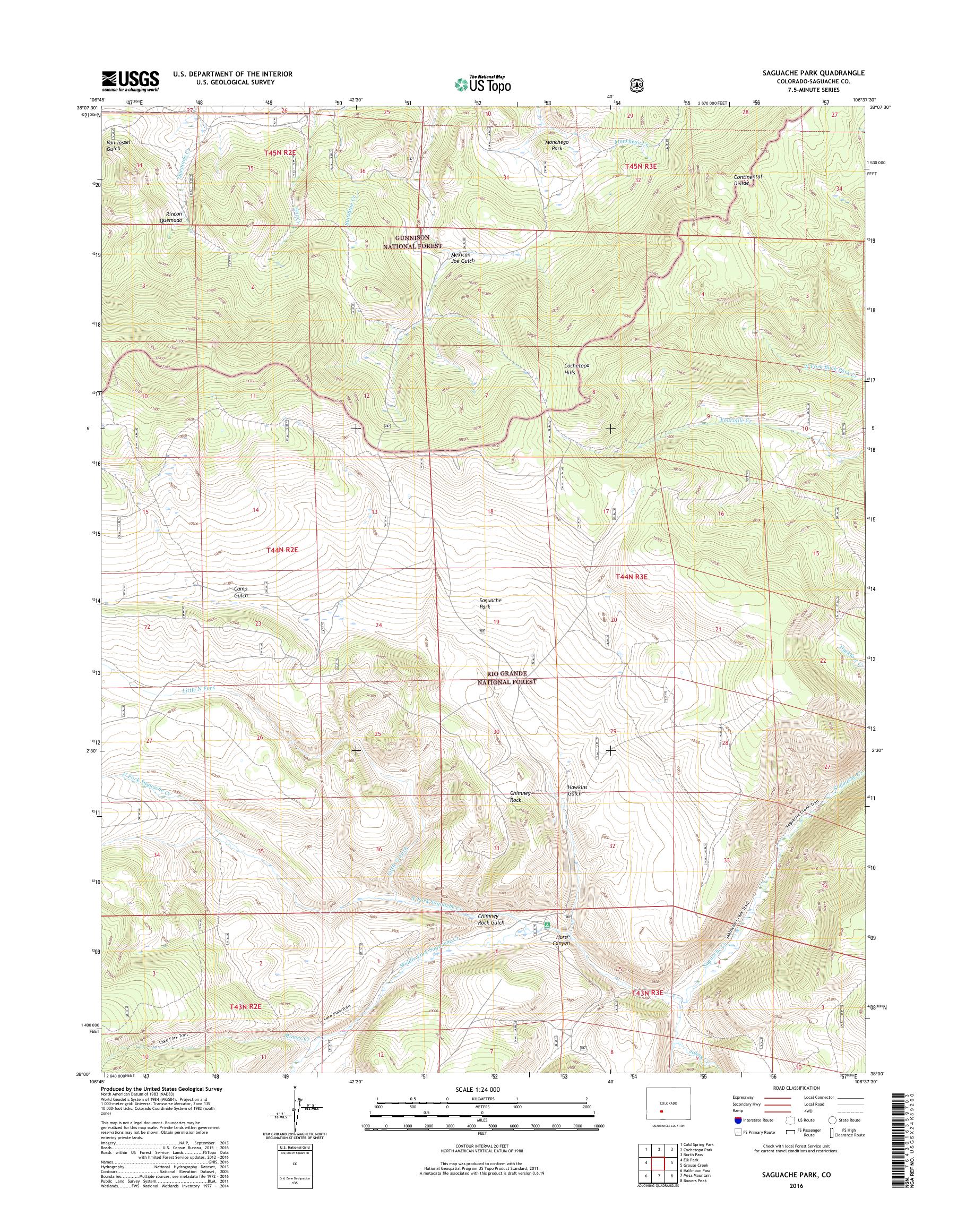 MyTopo Saguache Park, Colorado USGS Quad Topo Map