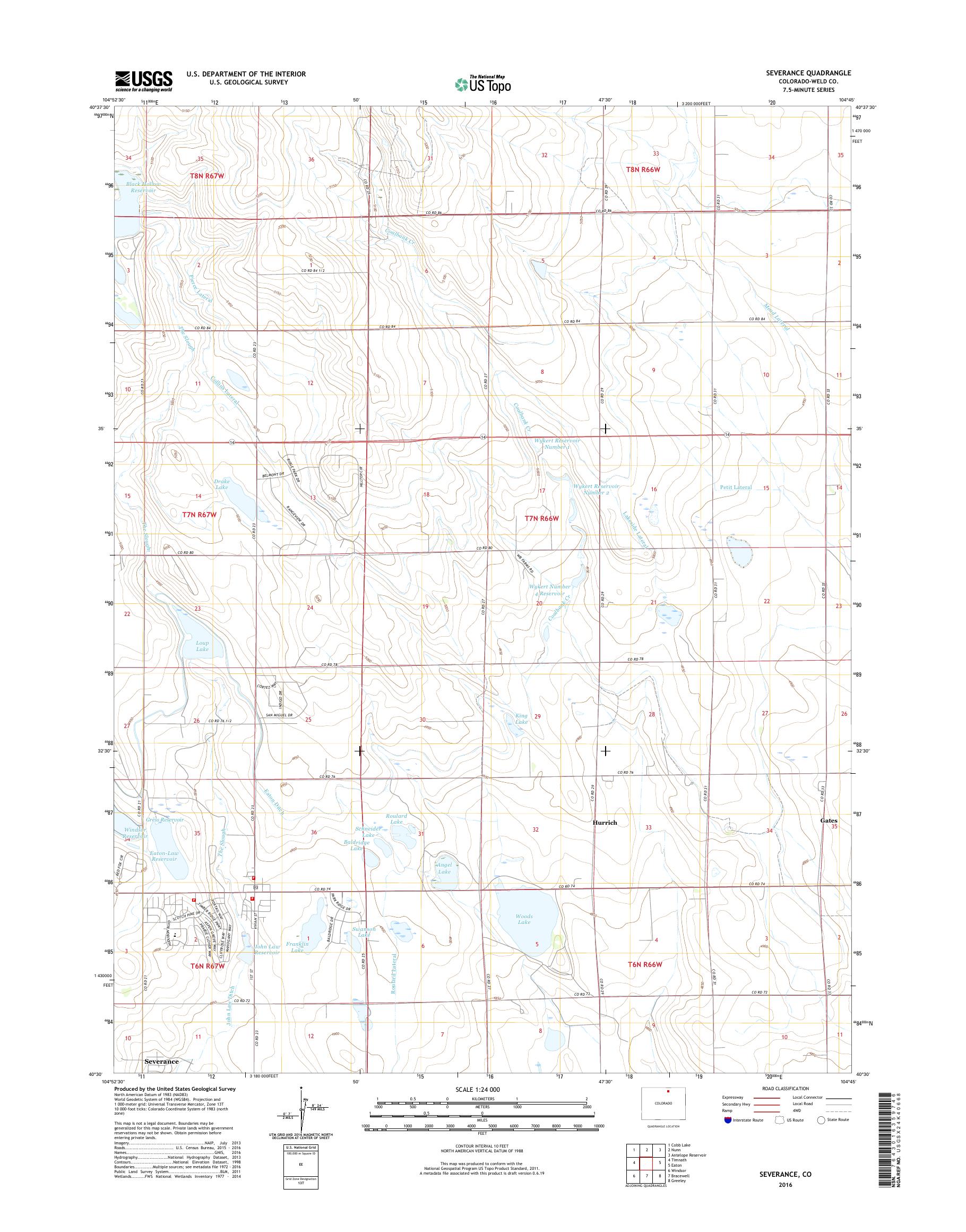 MyTopo Severance, Colorado USGS Quad Topo Map