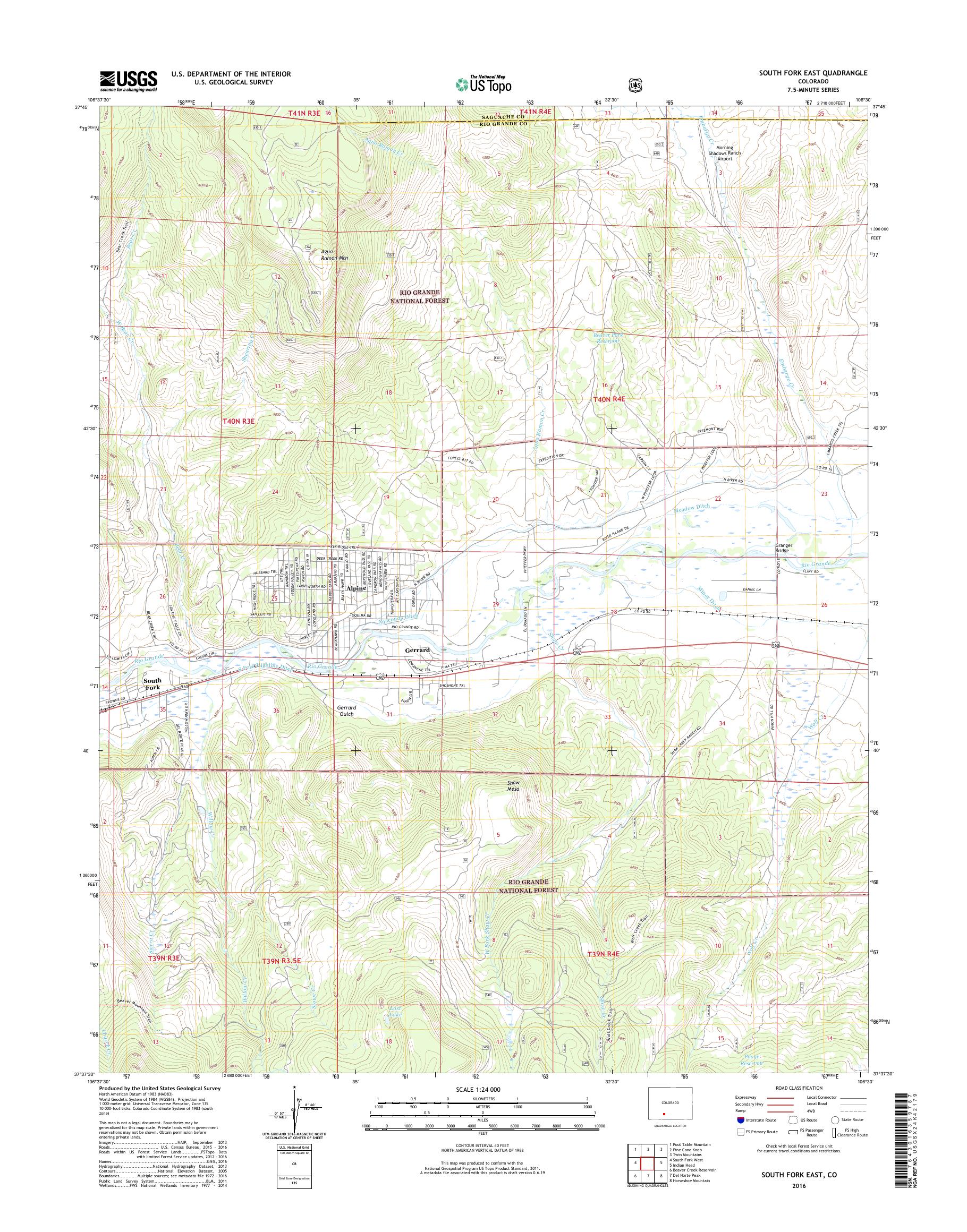 MyTopo South Fork East, Colorado USGS Quad Topo Map