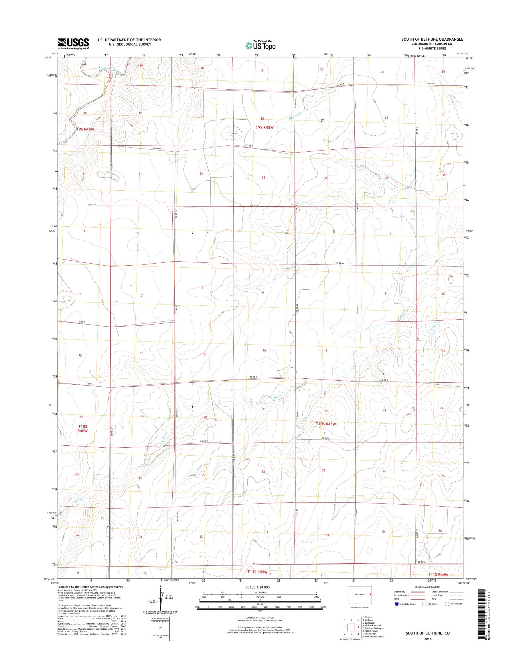 MyTopo South of Bethune, Colorado USGS Quad Topo Map