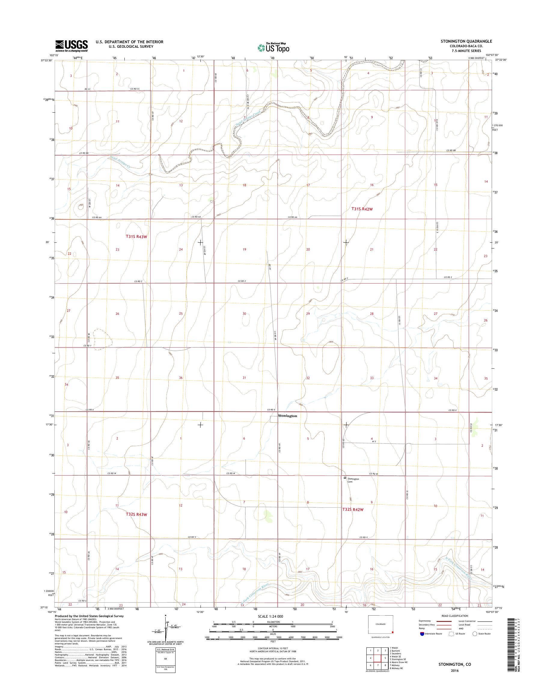 MyTopo Stonington, Colorado USGS Quad Topo Map