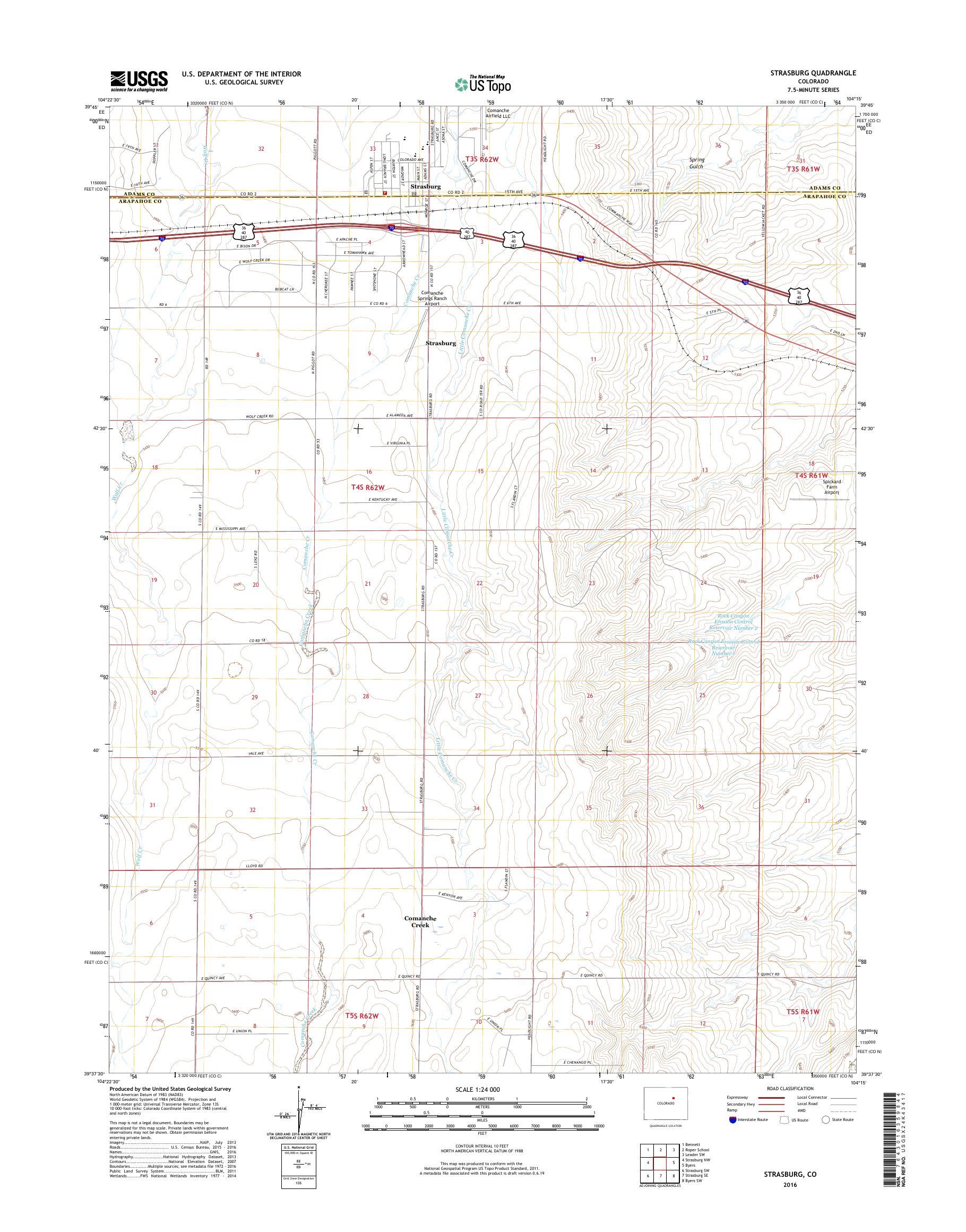 MyTopo Strasburg, Colorado USGS Quad Topo Map