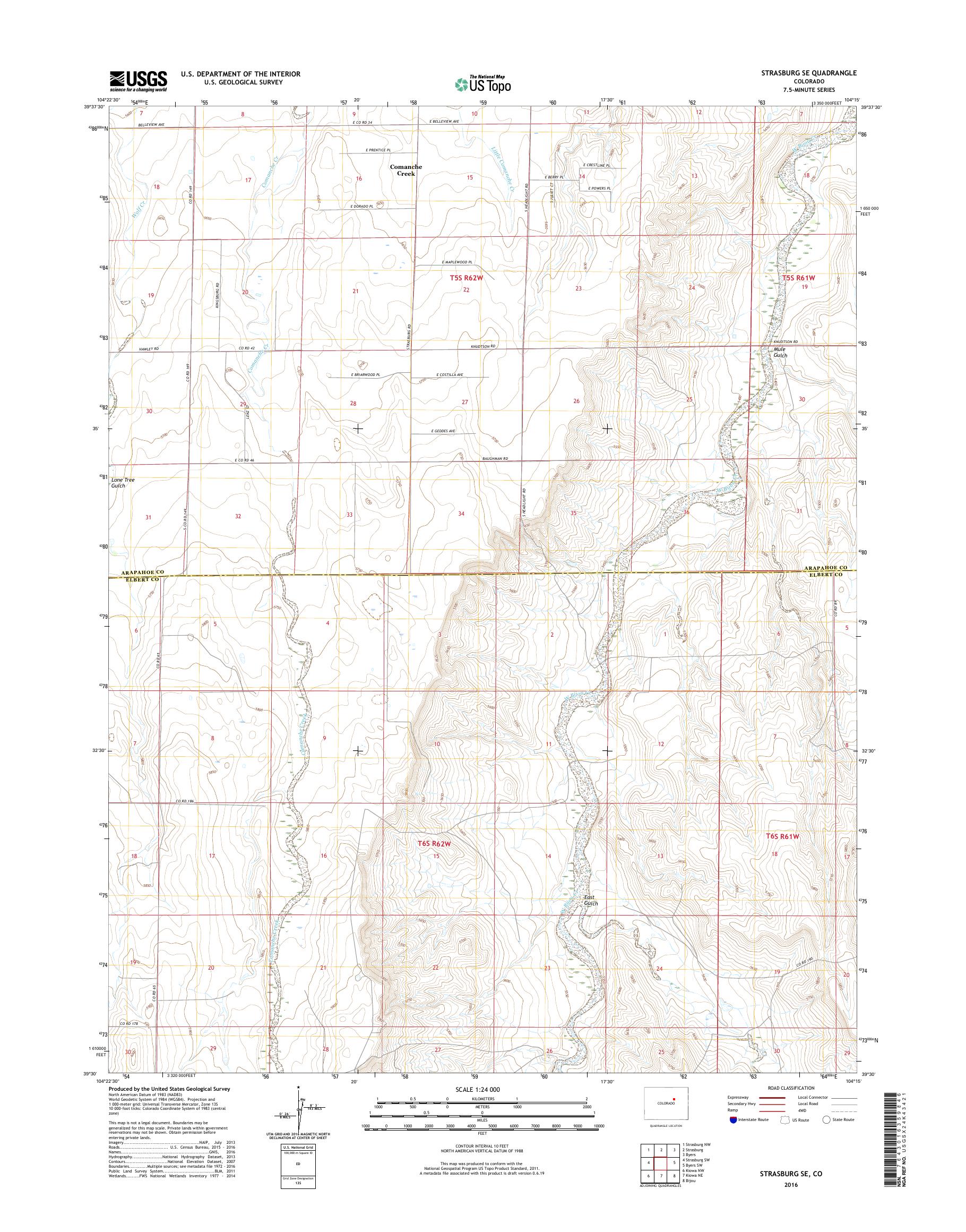 MyTopo Strasburg SE, Colorado USGS Quad Topo Map