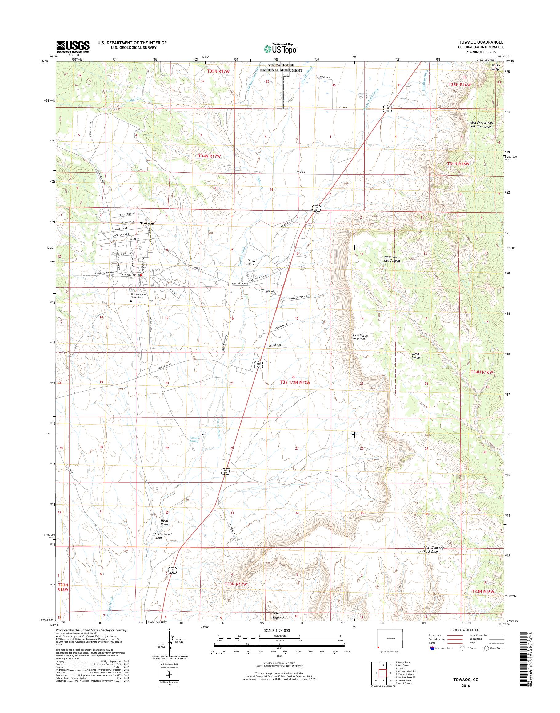 MyTopo Towaoc, Colorado USGS Quad Topo Map