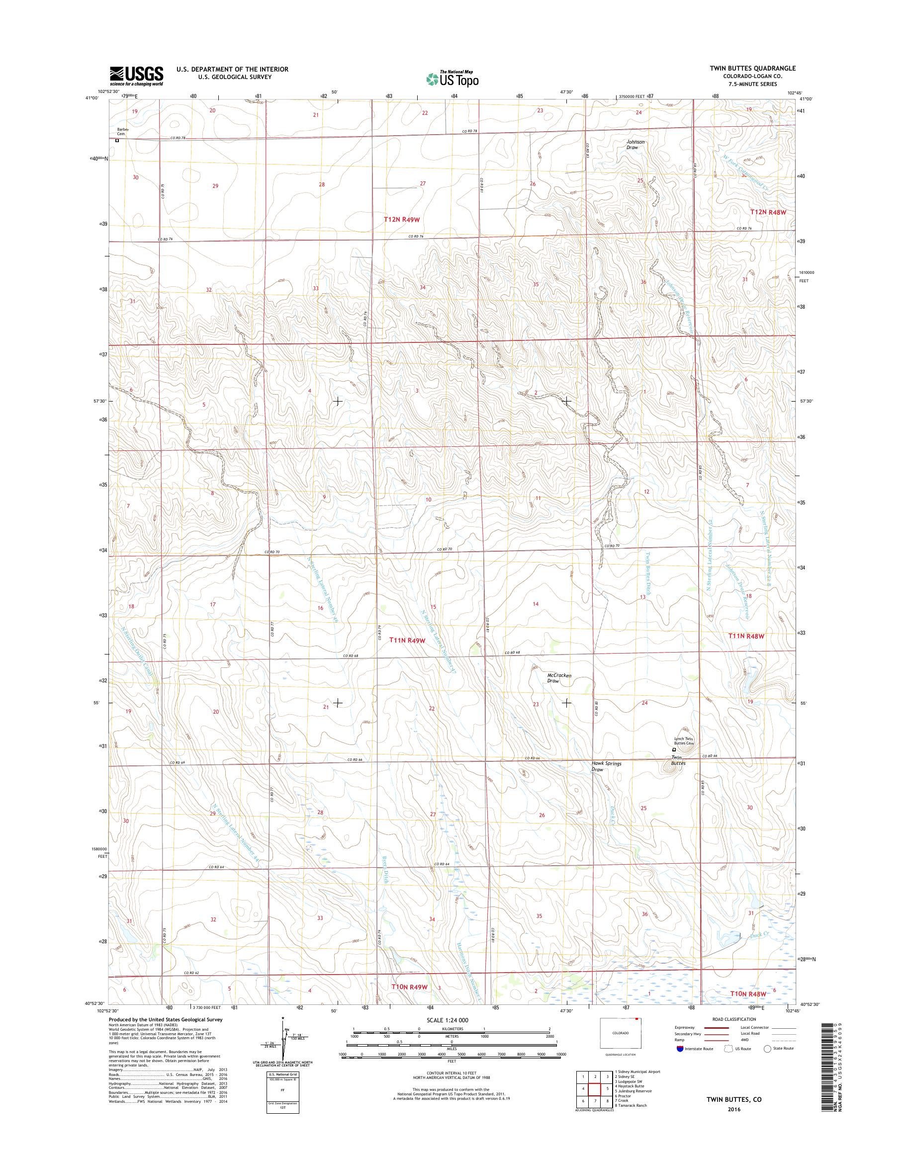 MyTopo Twin Buttes, Colorado USGS Quad Topo Map