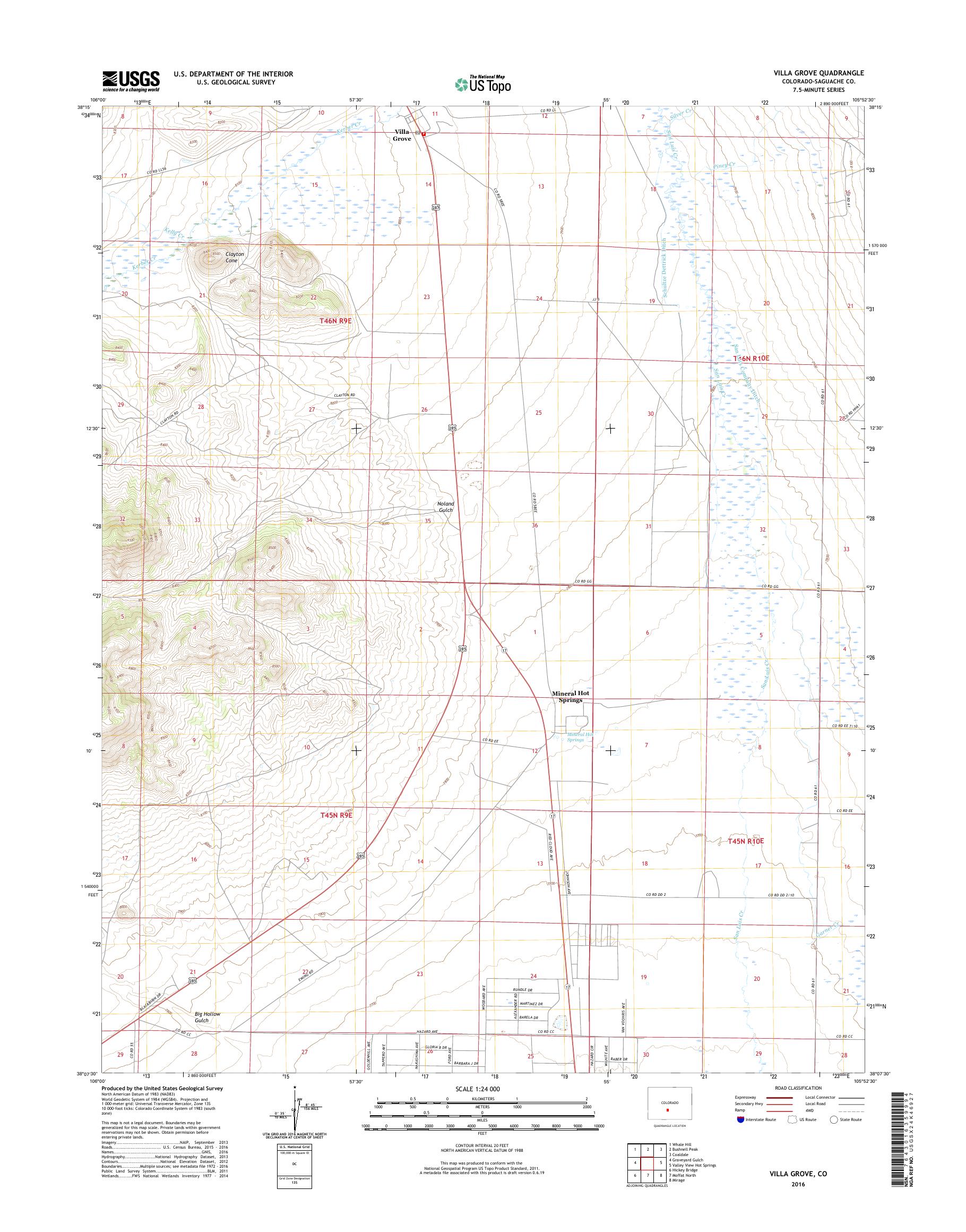 MyTopo Villa Grove, Colorado USGS Quad Topo Map