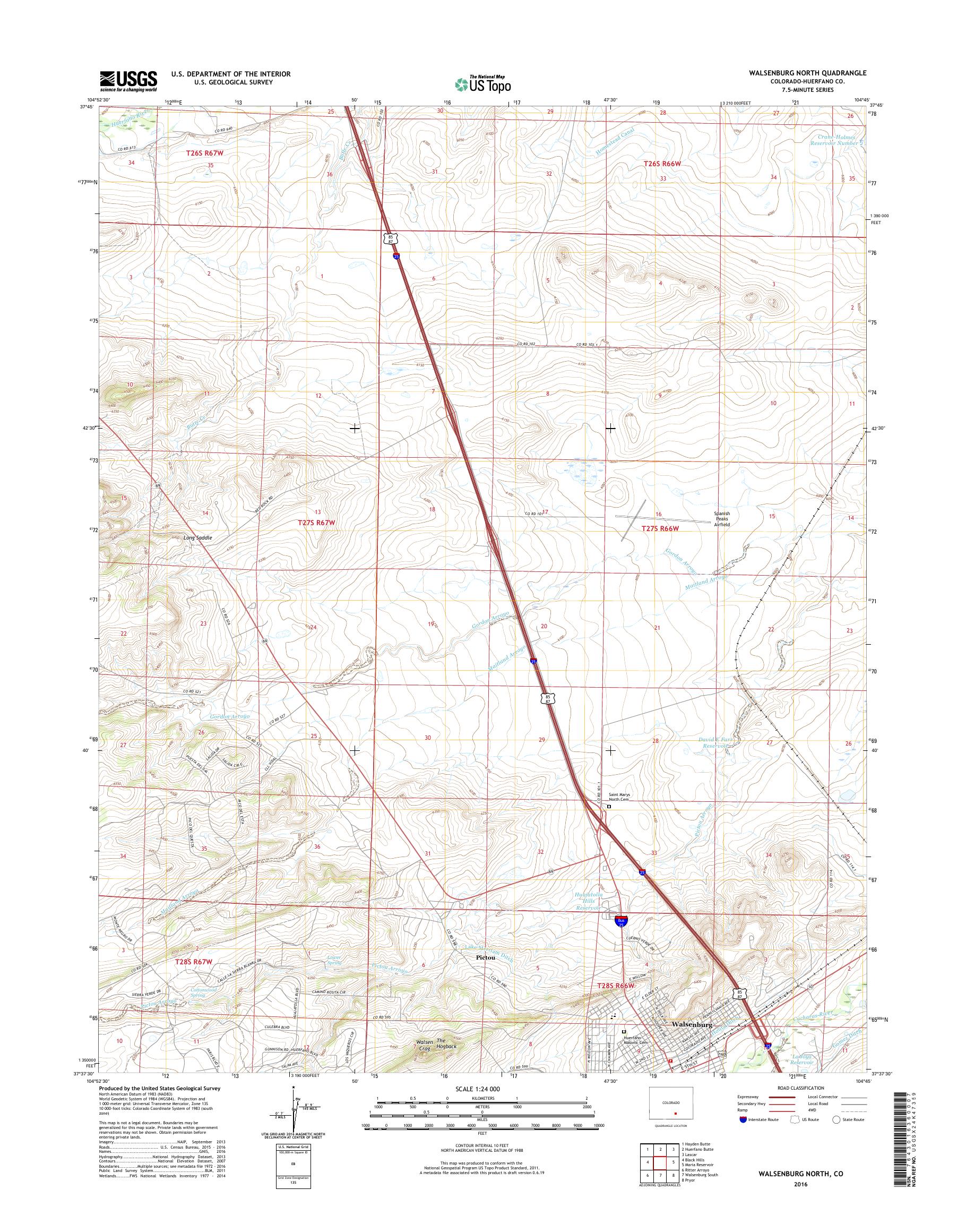 MyTopo Walsenburg North, Colorado USGS Quad Topo Map