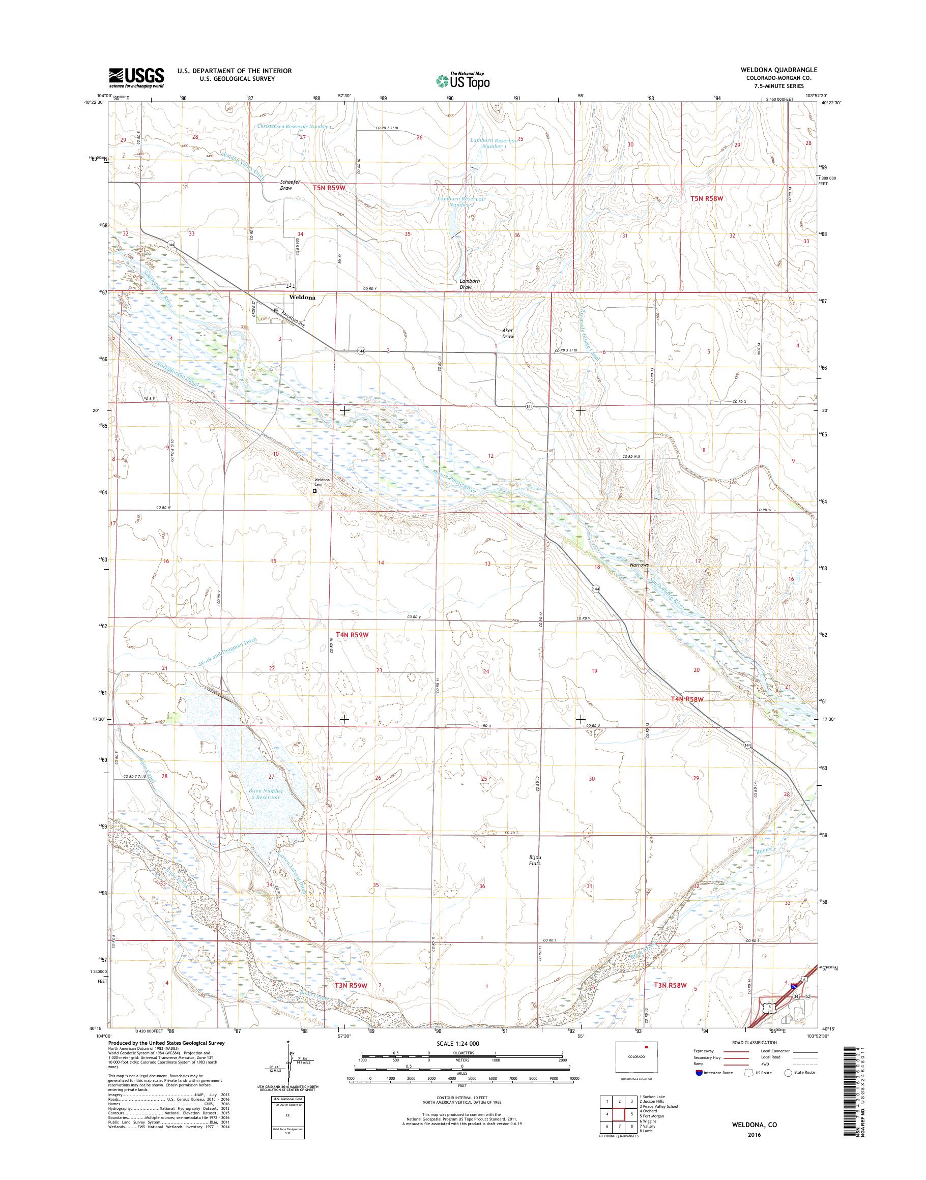 MyTopo Weldona, Colorado USGS Quad Topo Map