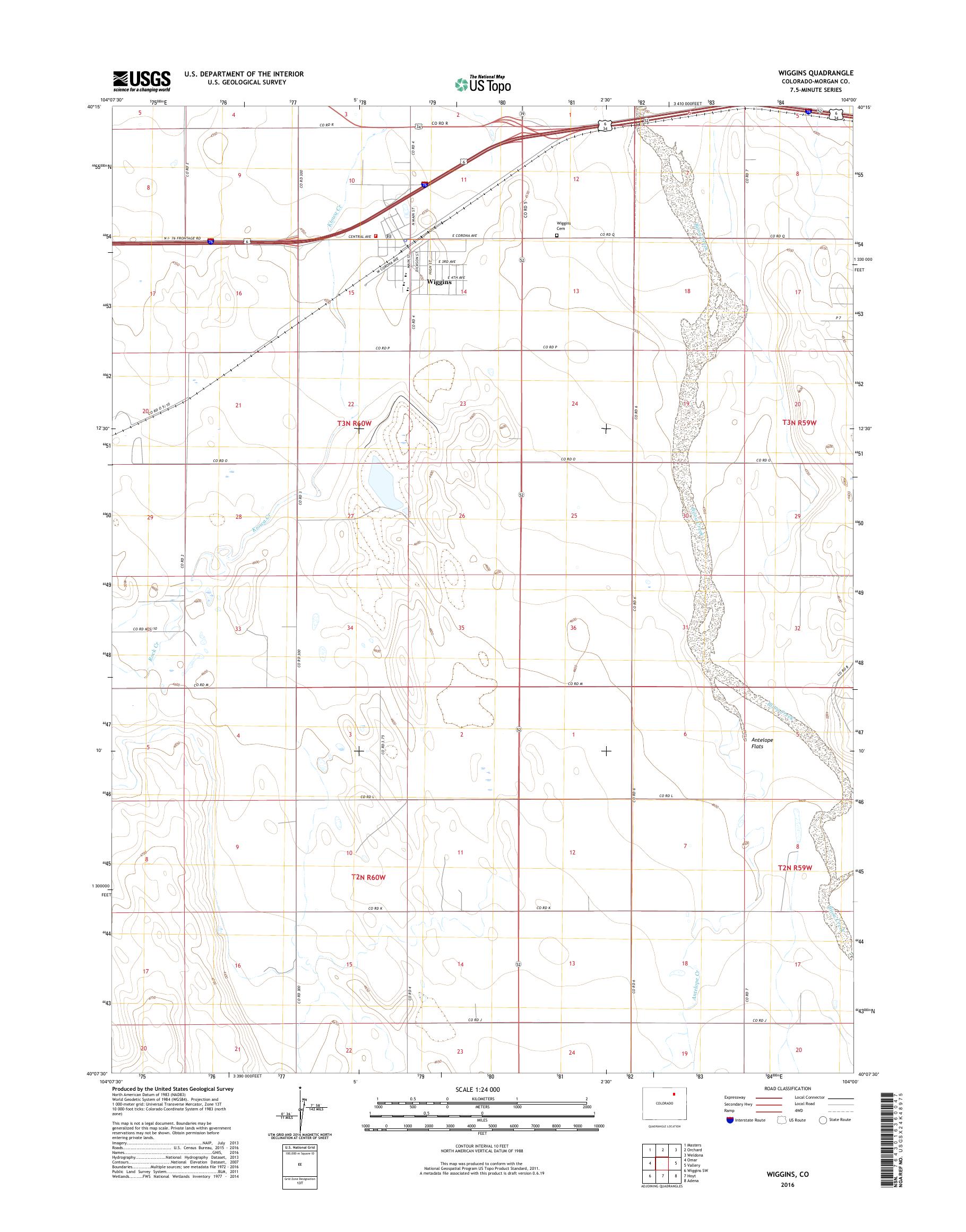 MyTopo Wiggins, Colorado USGS Quad Topo Map