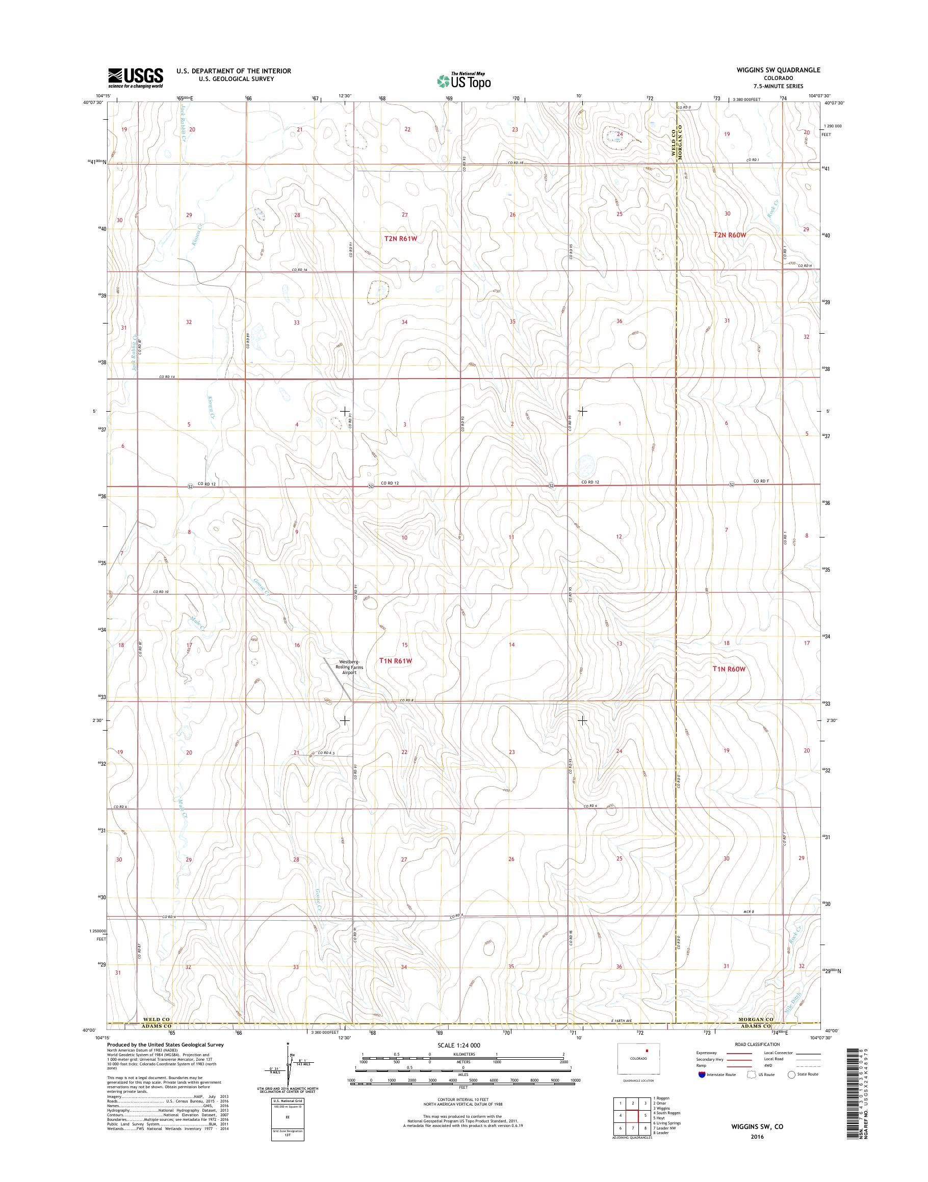 MyTopo Wiggins SW, Colorado USGS Quad Topo Map