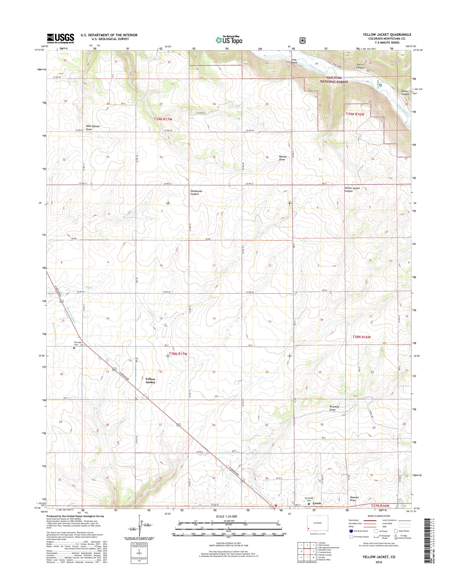 MyTopo Yellow Jacket, Colorado USGS Quad Topo Map