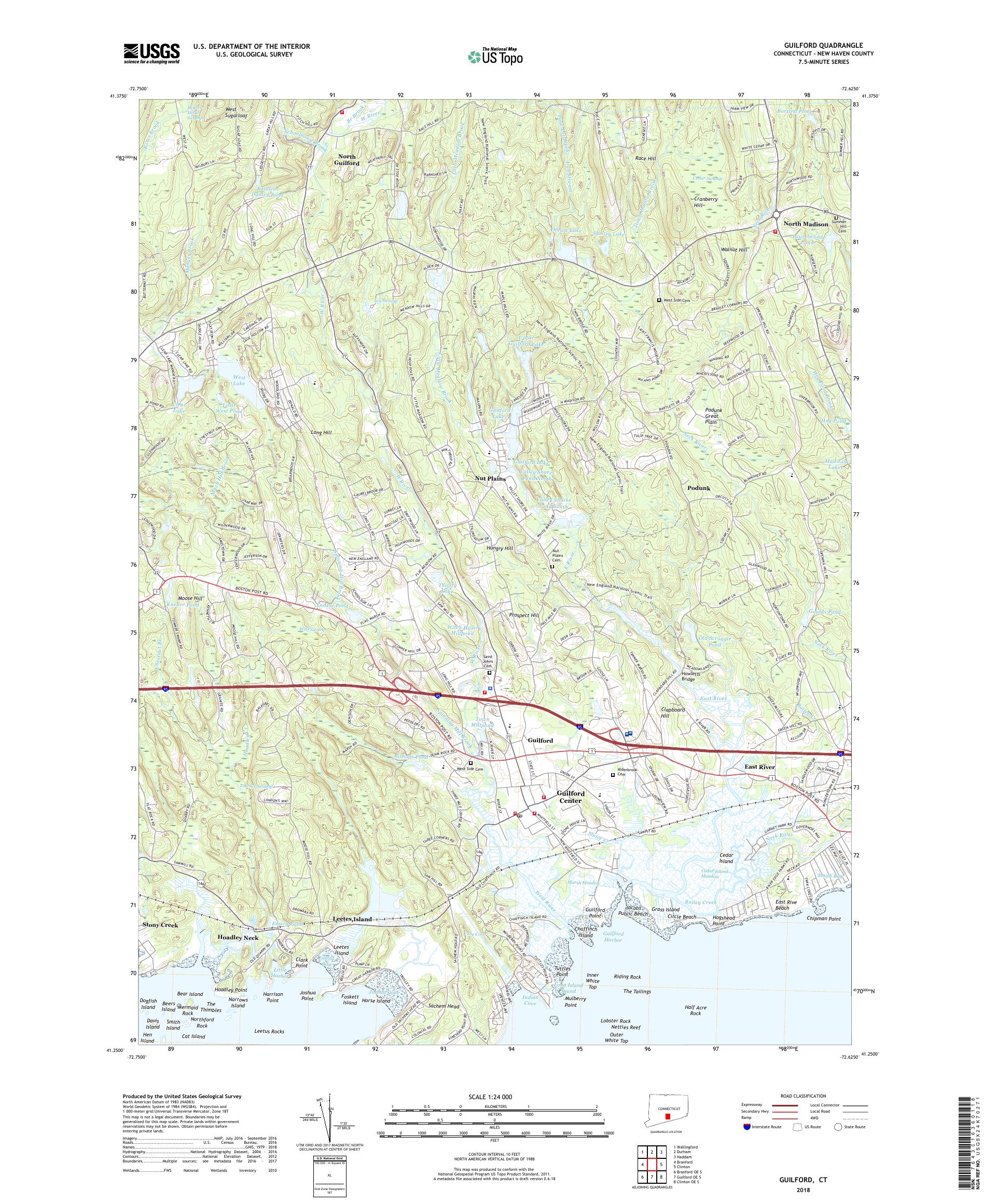 MyTopo Guilford, Connecticut USGS Quad Topo Map