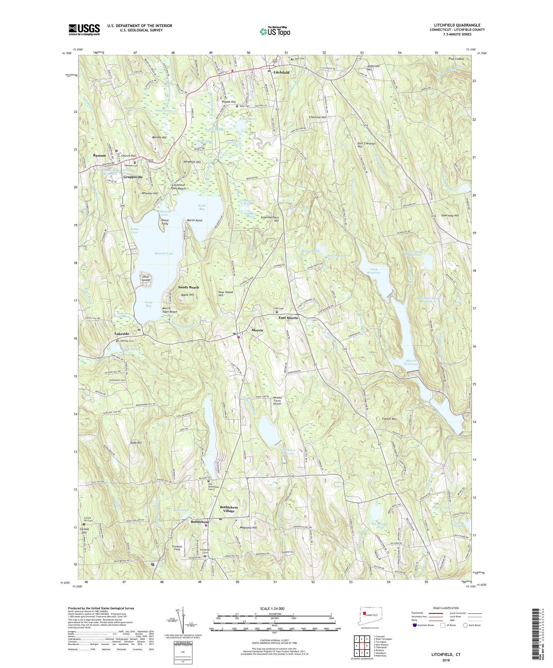 MyTopo Litchfield, Connecticut USGS Quad Topo Map