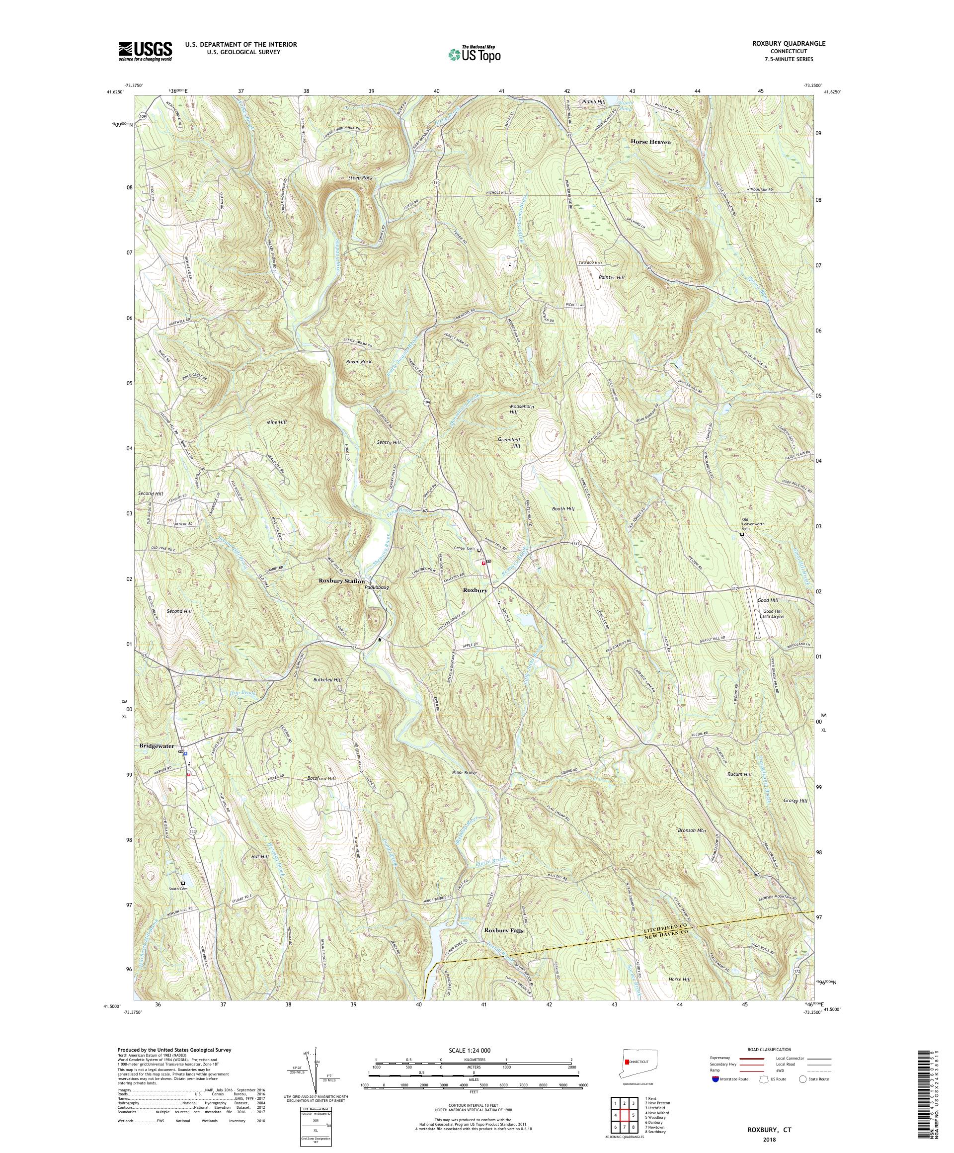 MyTopo Roxbury, Connecticut USGS Quad Topo Map