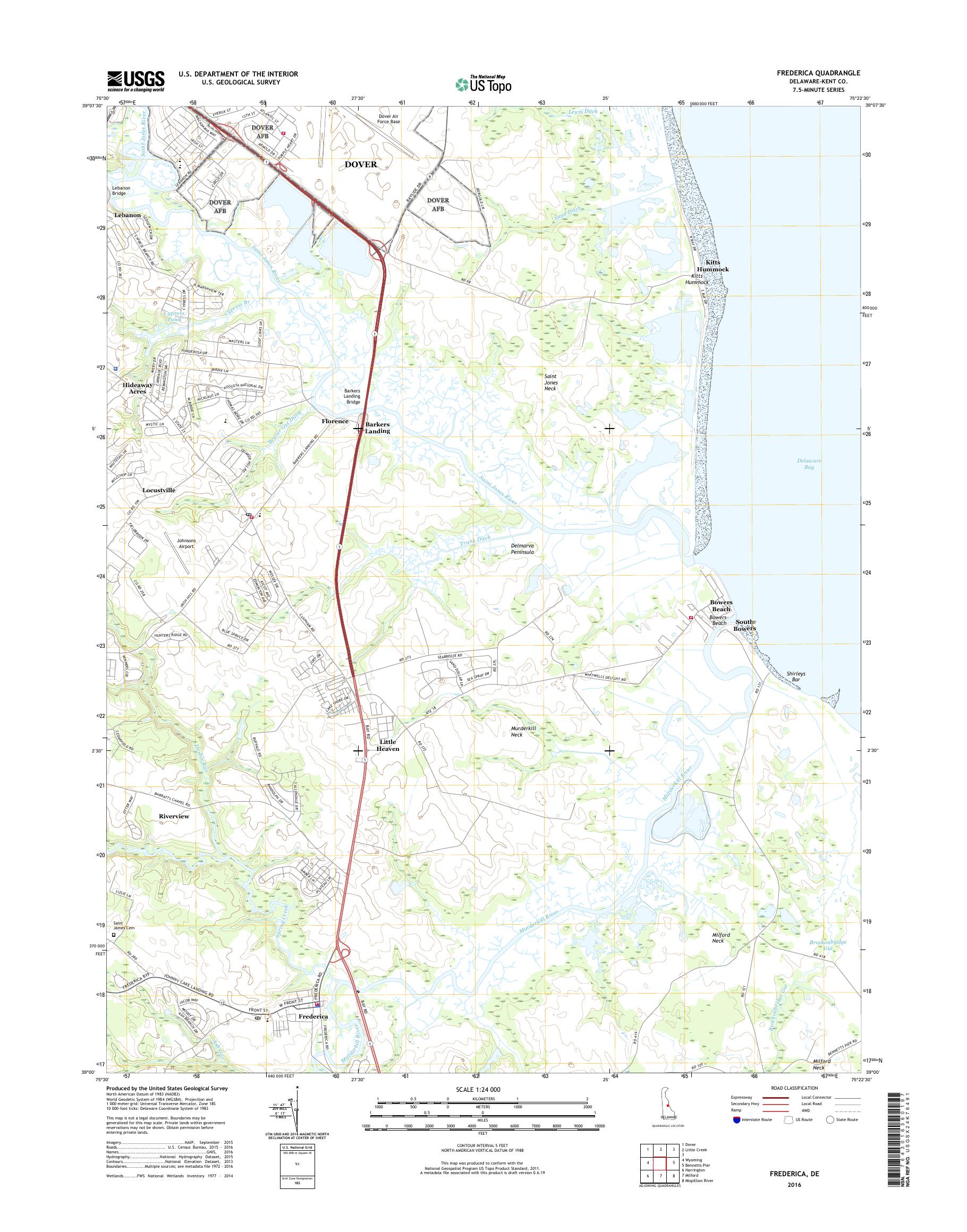 MyTopo Frederica, Delaware USGS Quad Topo Map