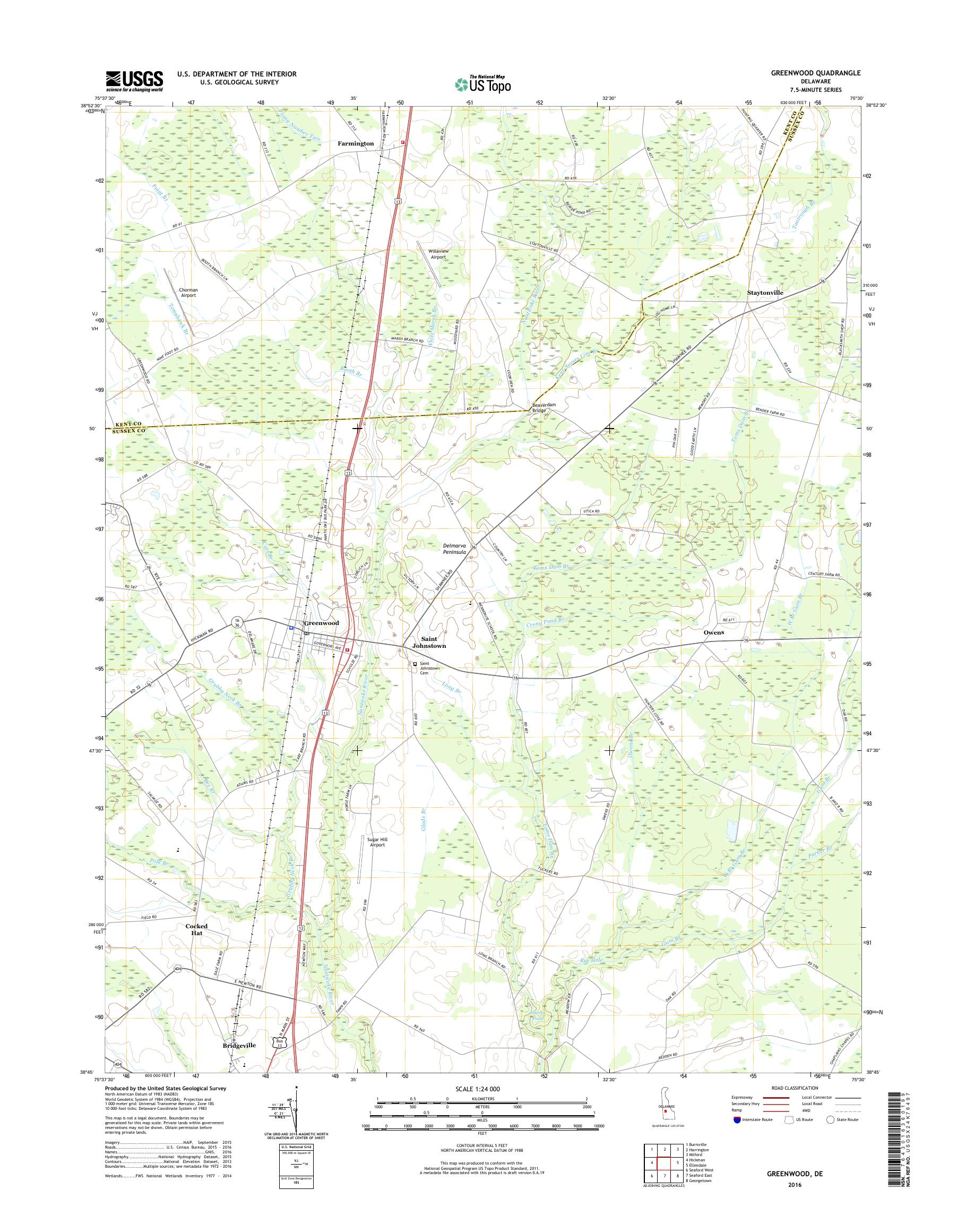 MyTopo Greenwood, Delaware USGS Quad Topo Map