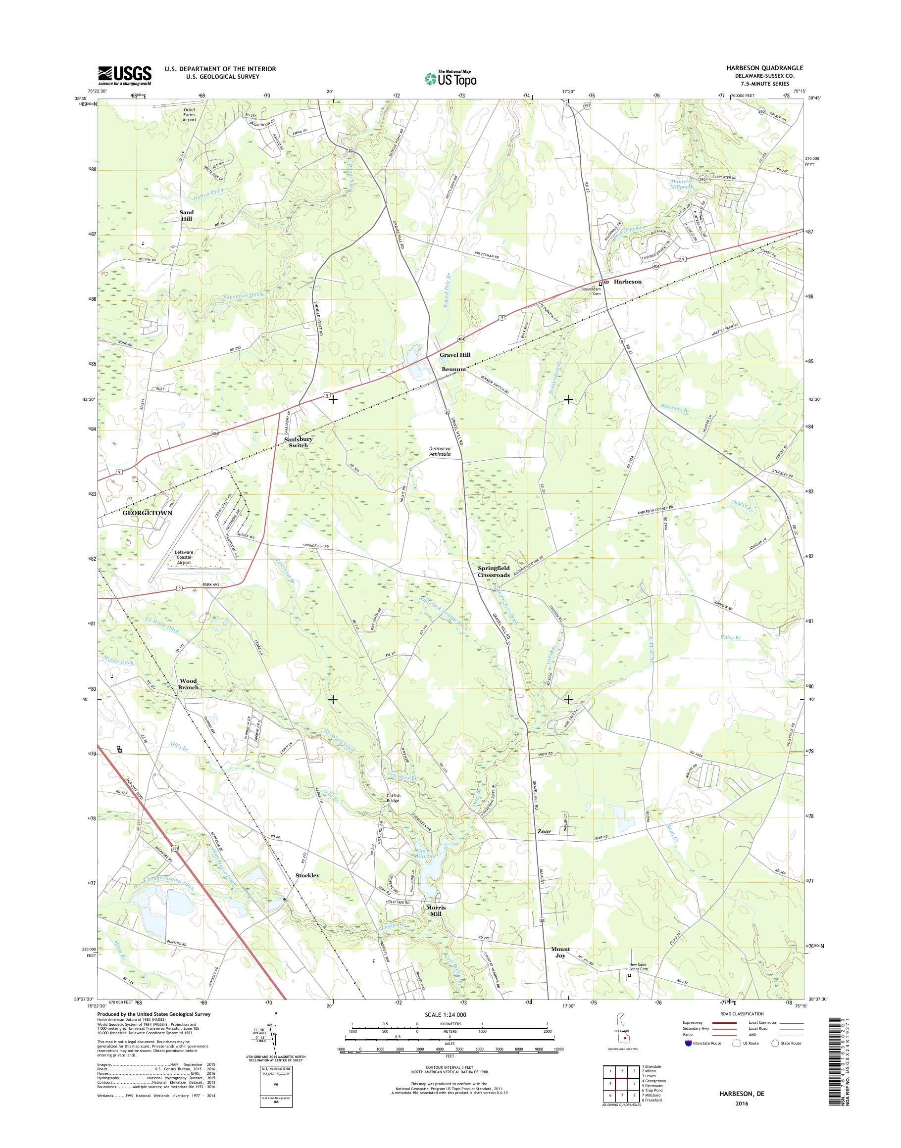 MyTopo Harbeson, Delaware USGS Quad Topo Map
