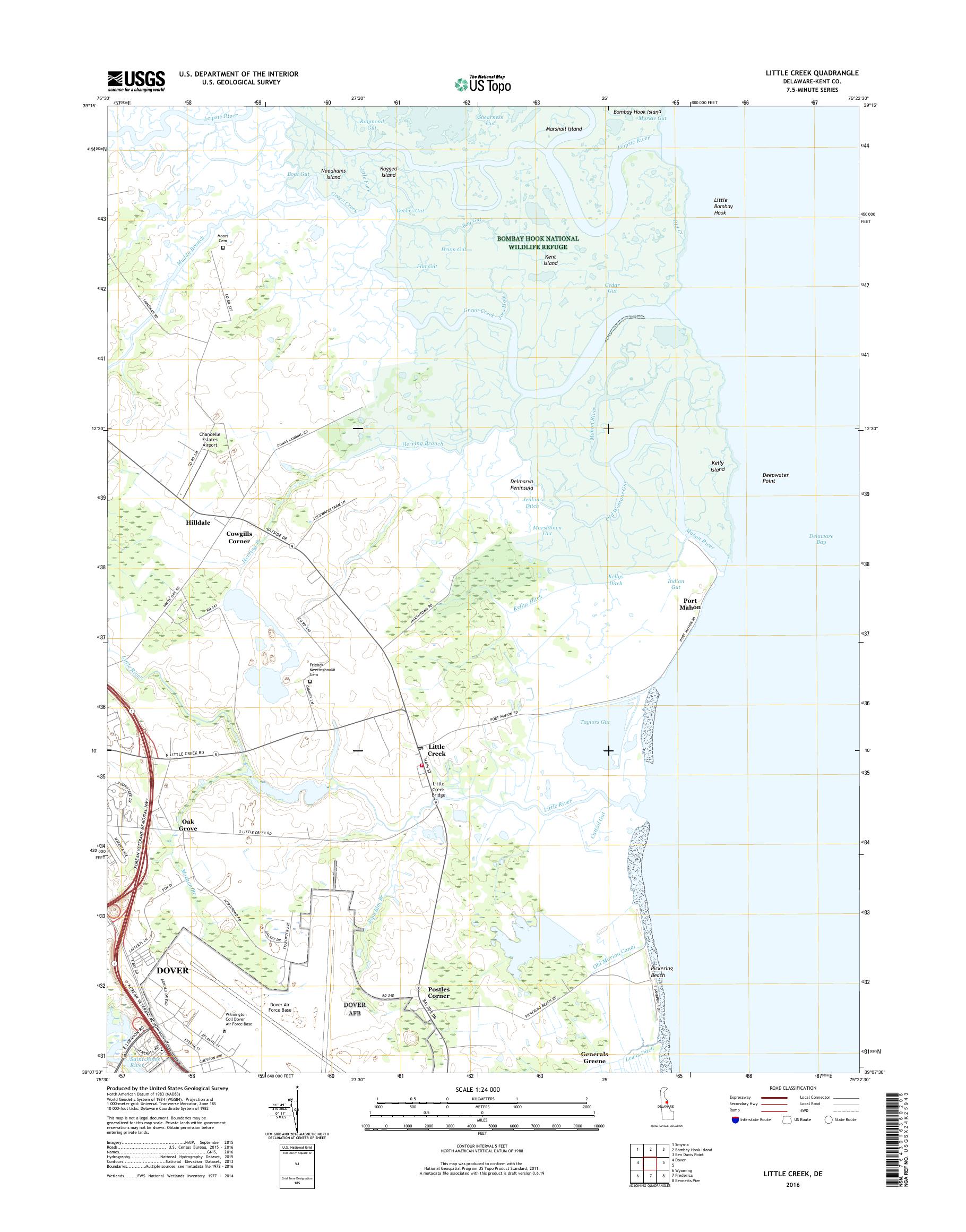 MyTopo Little Creek, Delaware USGS Quad Topo Map