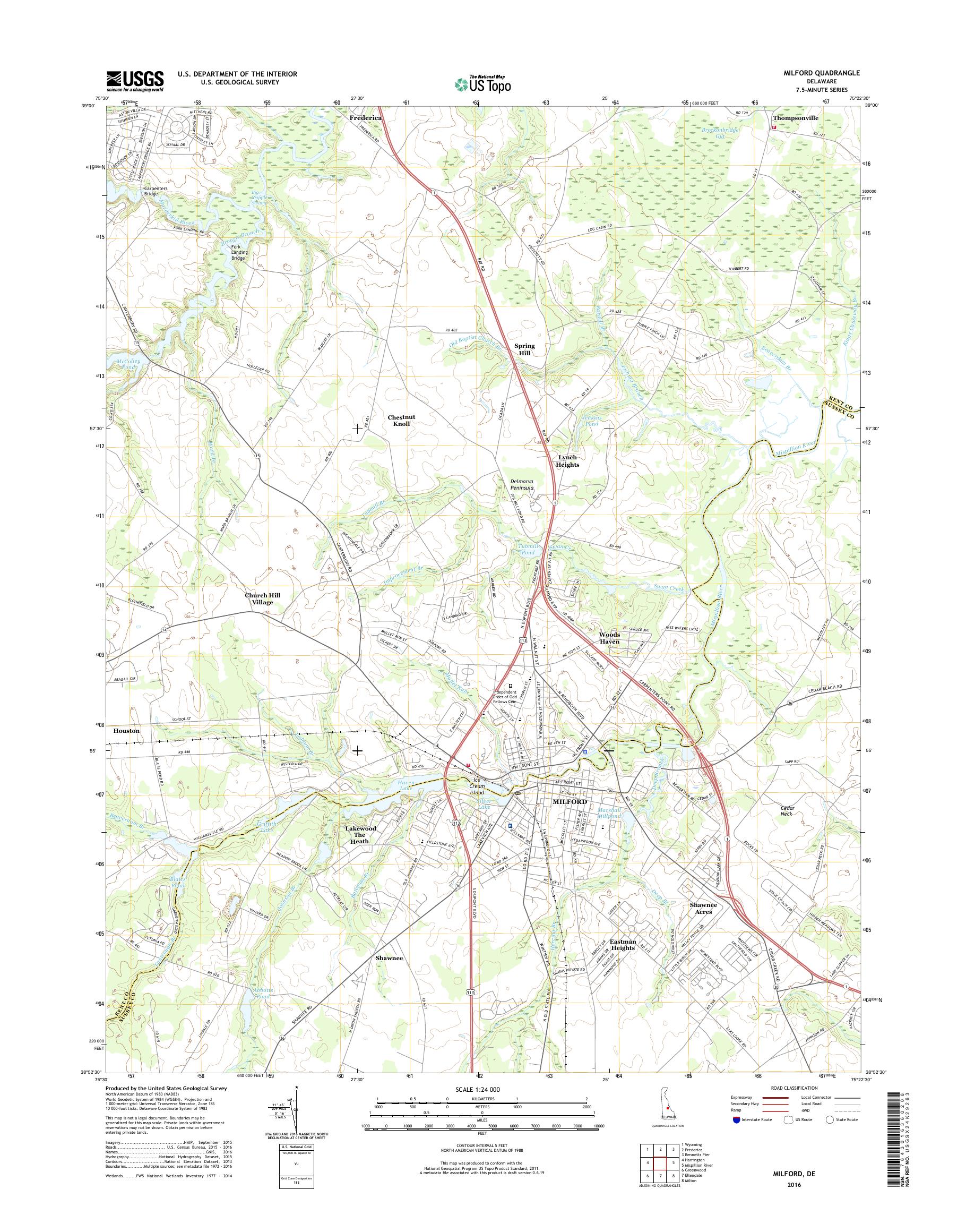 MyTopo Milford, Delaware USGS Quad Topo Map