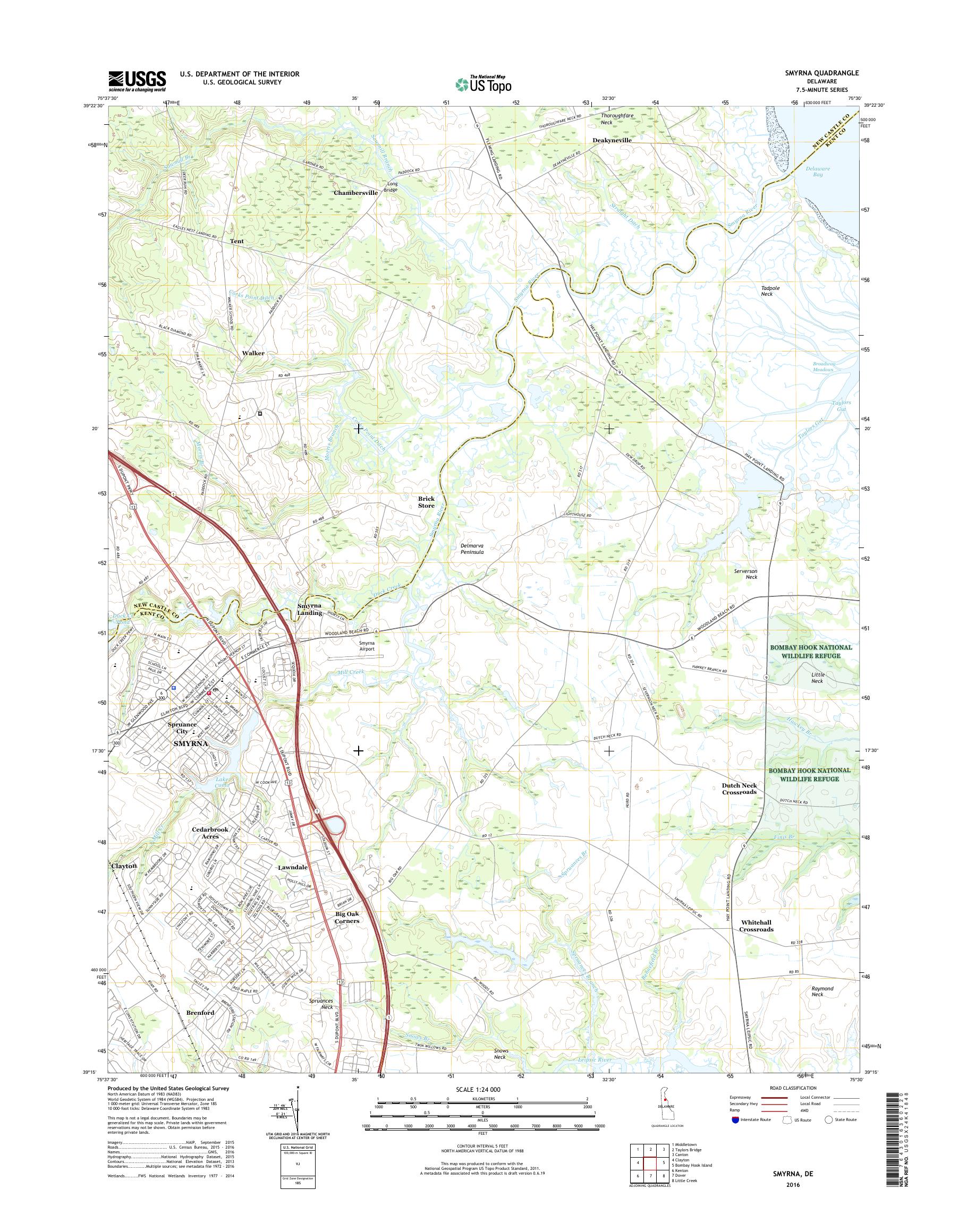 MyTopo Smyrna, Delaware USGS Quad Topo Map