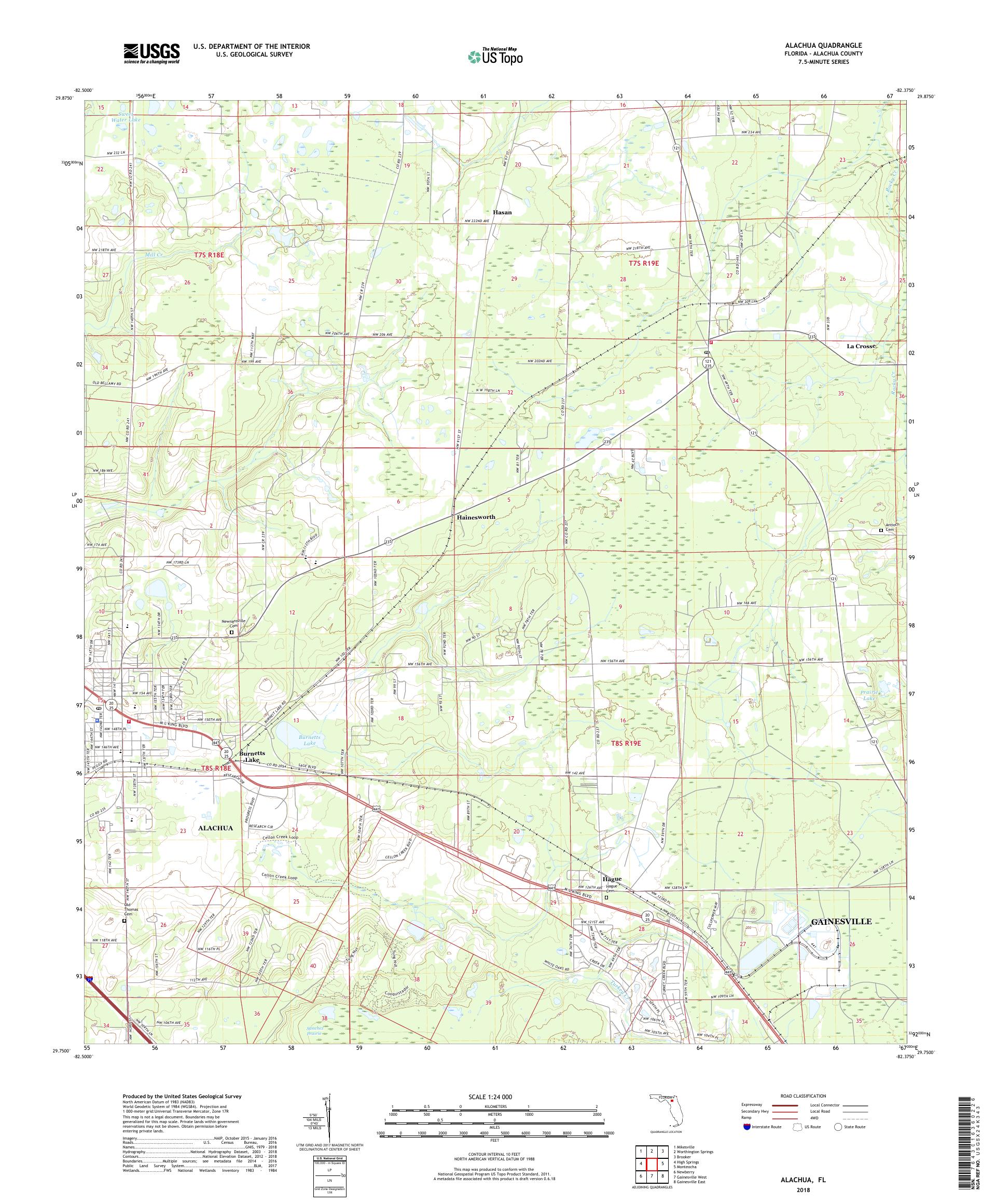 MyTopo Alachua, Florida USGS Quad Topo Map