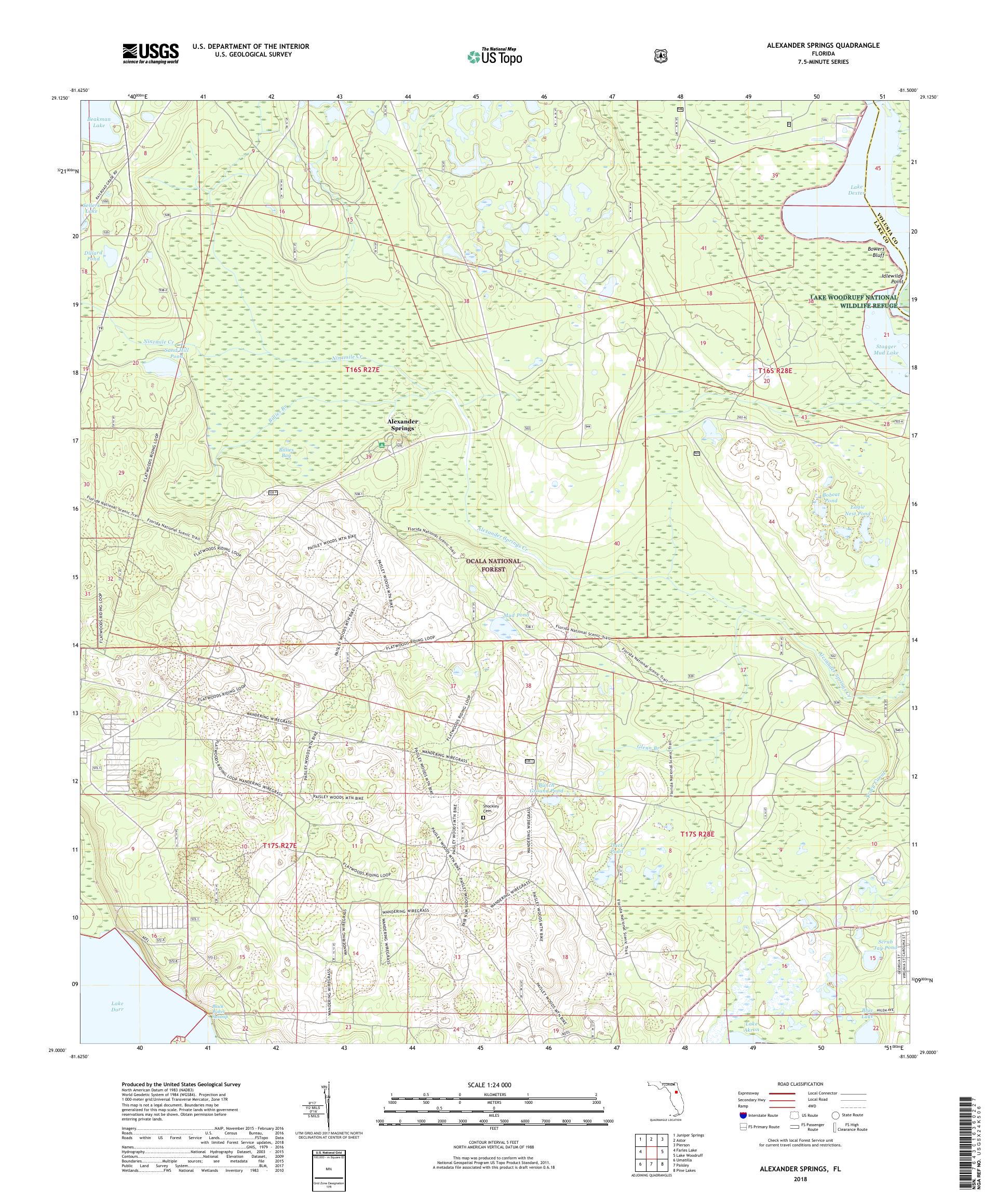 MyTopo Alexander Springs, Florida USGS Quad Topo Map