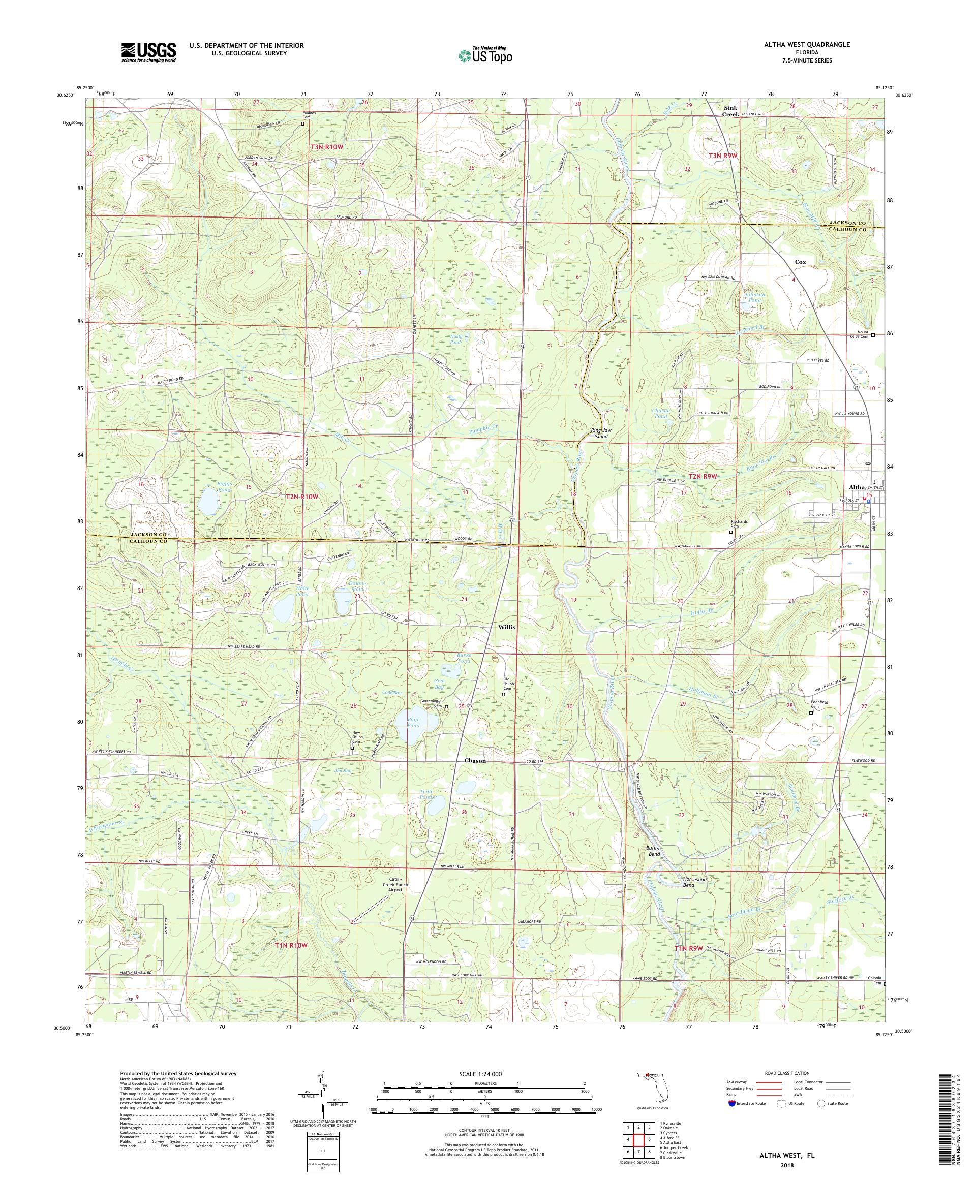 MyTopo Altha West, Florida USGS Quad Topo Map