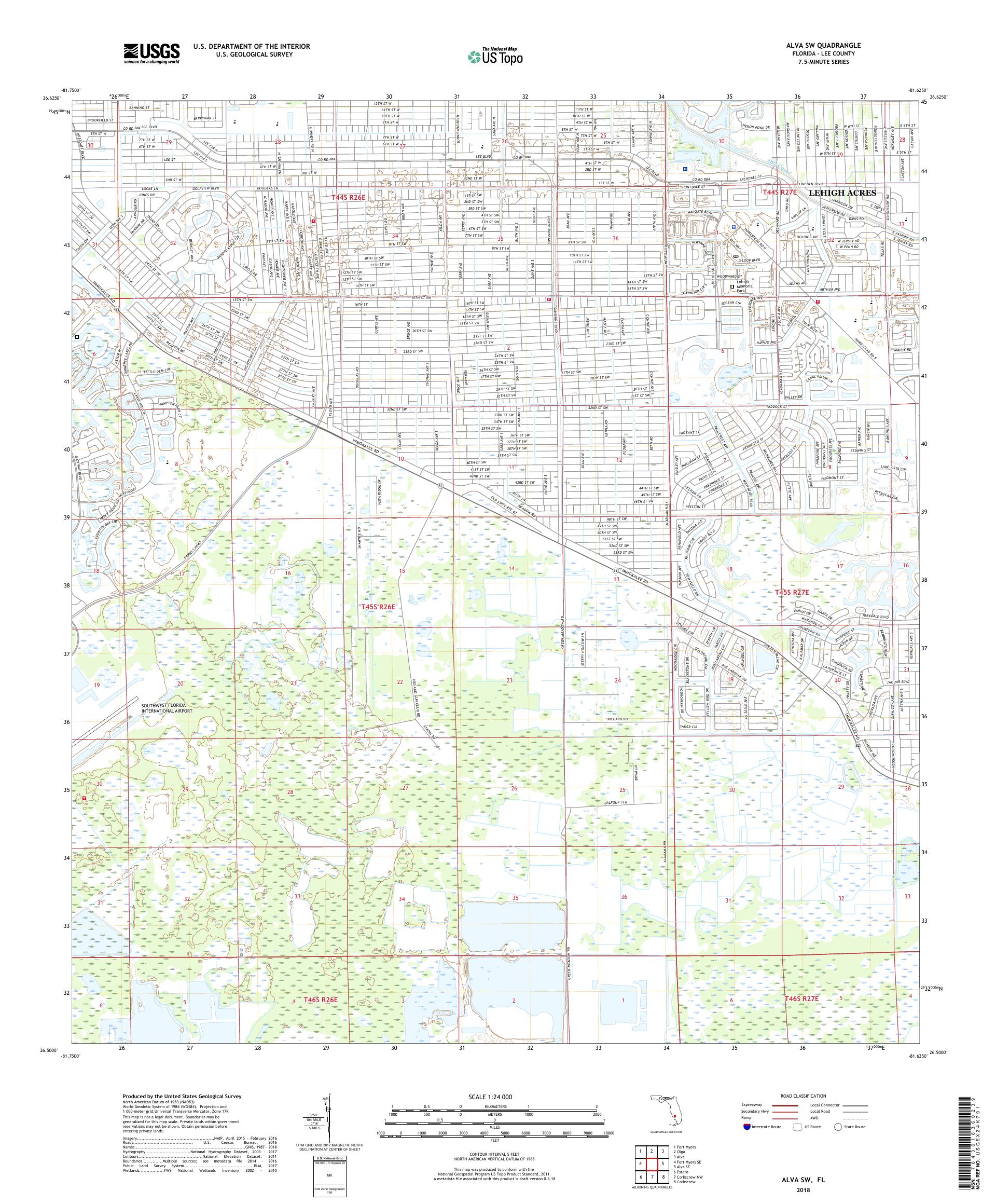 MyTopo Alva SW, Florida USGS Quad Topo Map