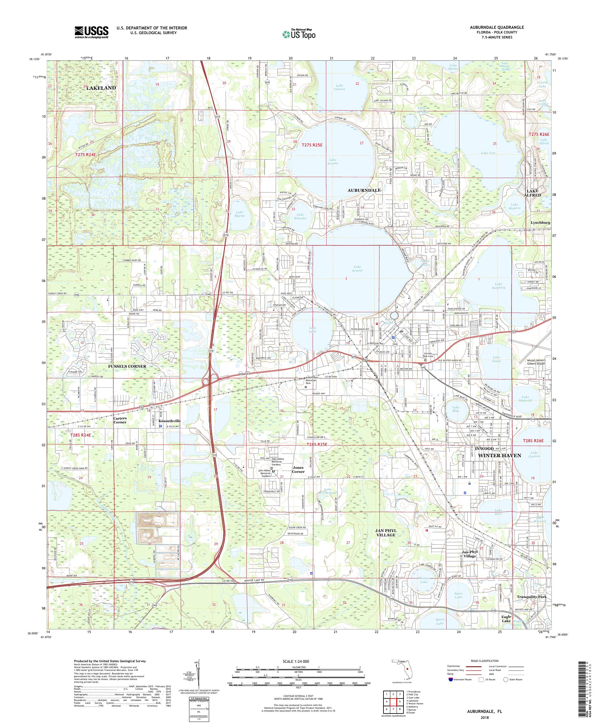 MyTopo Auburndale, Florida USGS Quad Topo Map