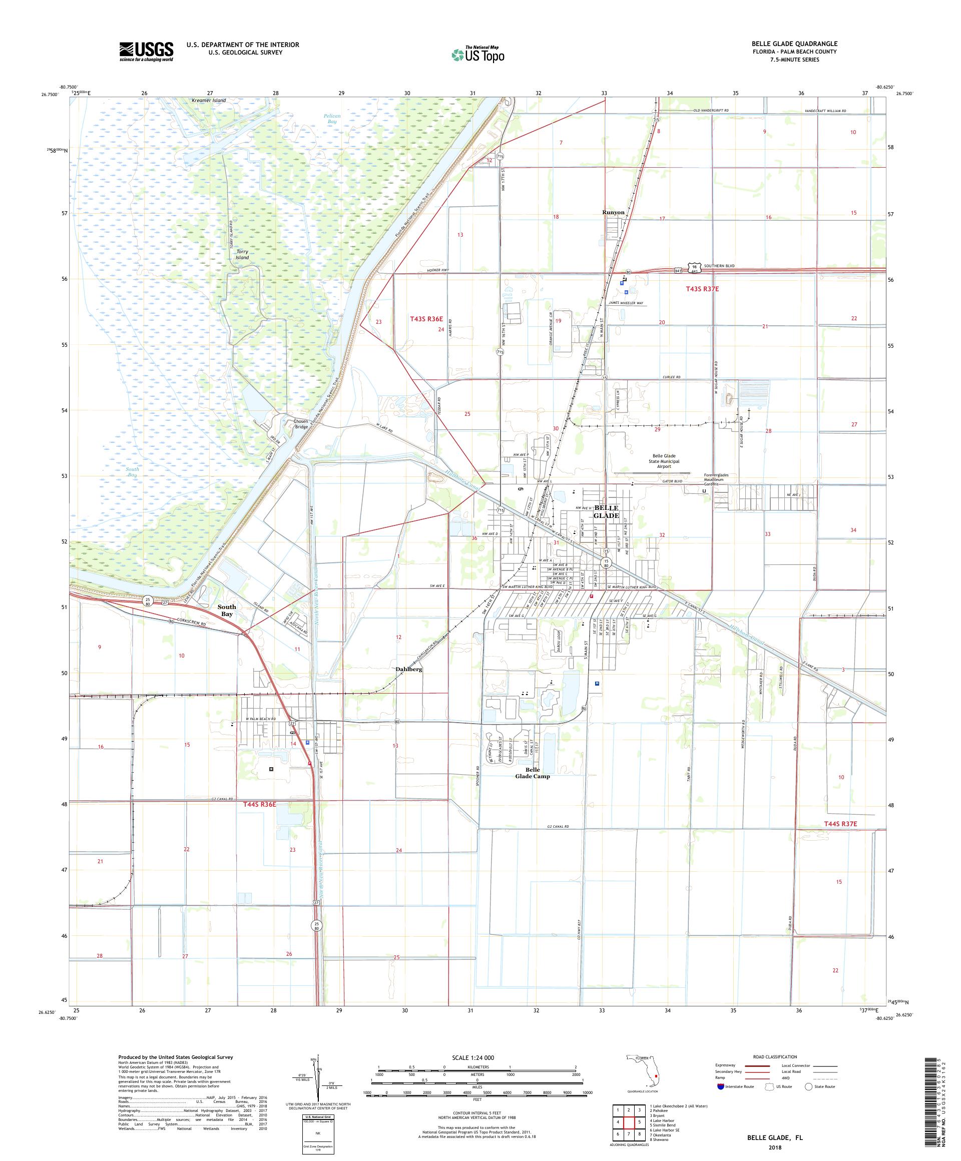 MyTopo Belle Glade, Florida USGS Quad Topo Map