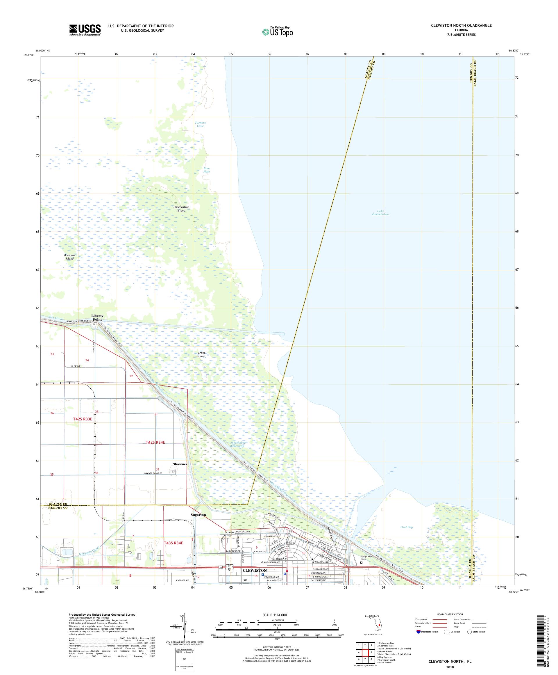 MyTopo Clewiston North, Florida USGS Quad Topo Map