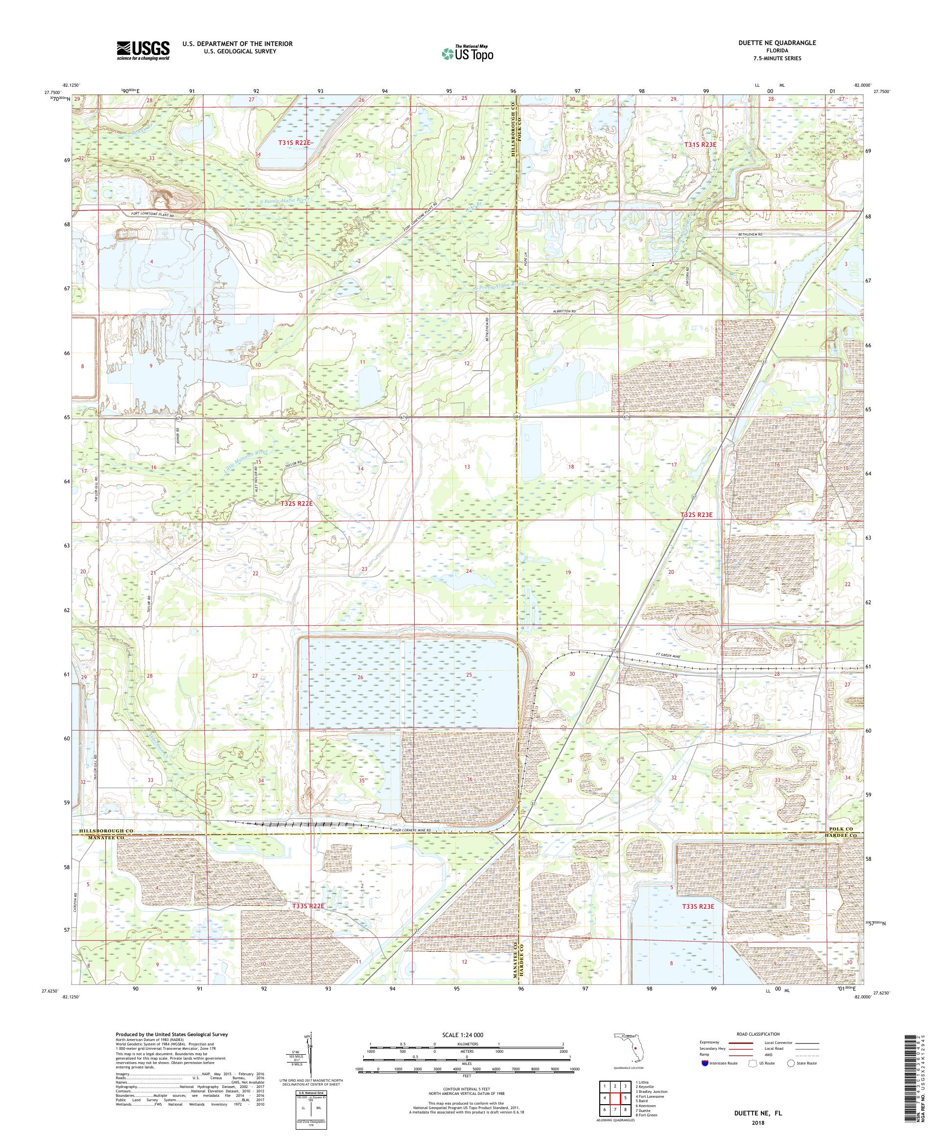 MyTopo Duette NE, Florida USGS Quad Topo Map
