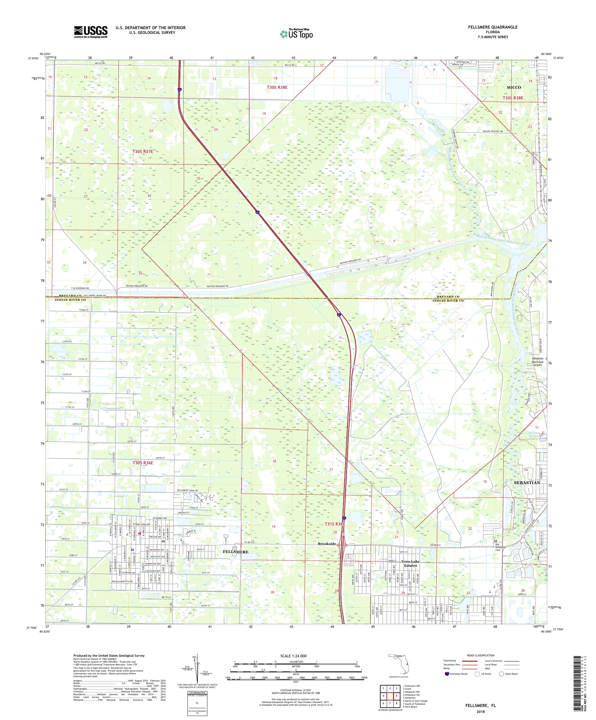 MyTopo Fellsmere, Florida USGS Quad Topo Map