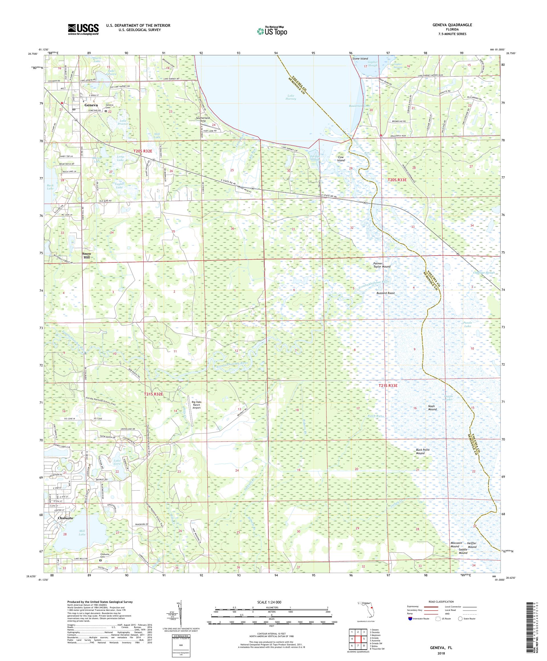 MyTopo Geneva, Florida USGS Quad Topo Map