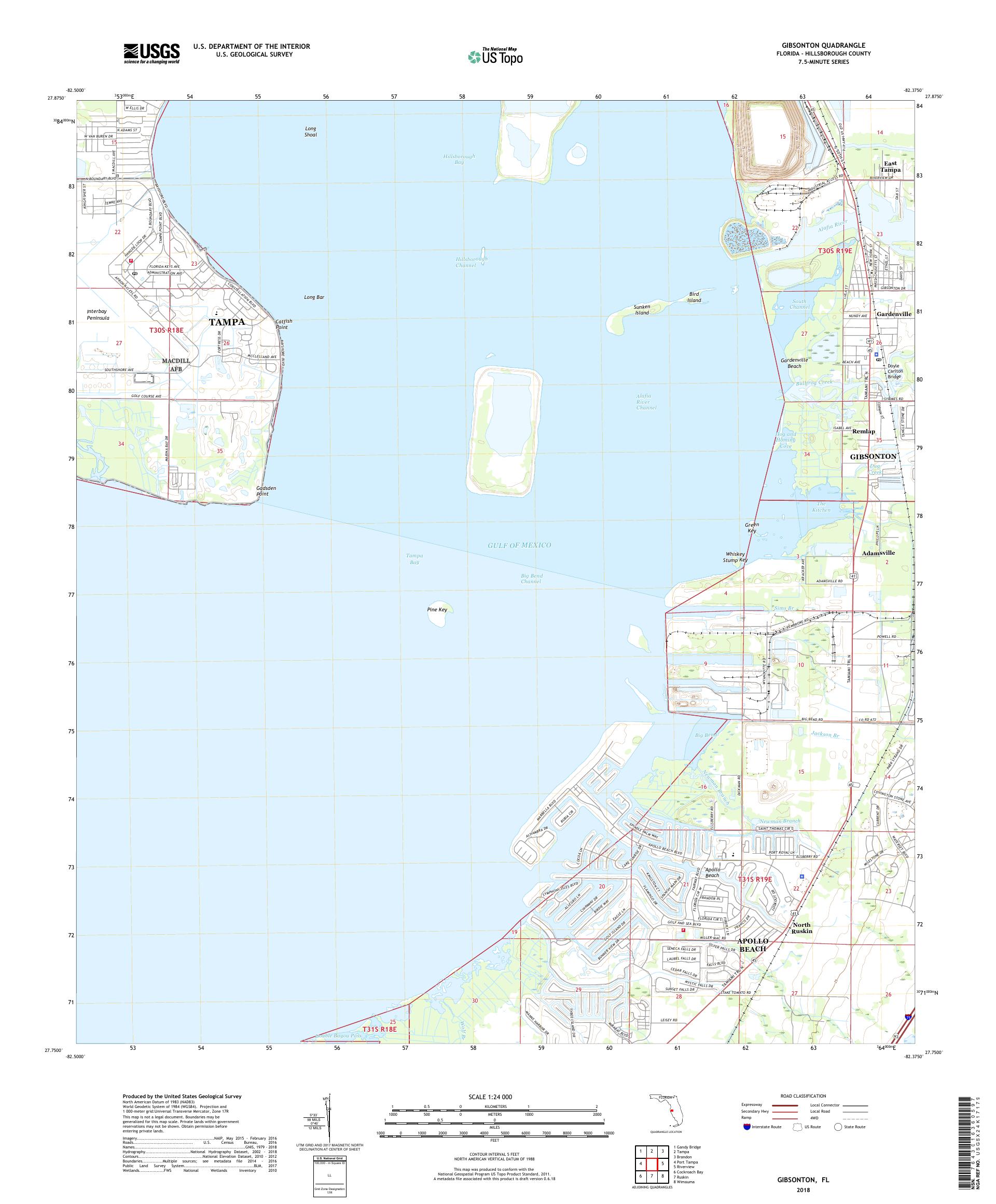 MyTopo Gibsonton, Florida USGS Quad Topo Map