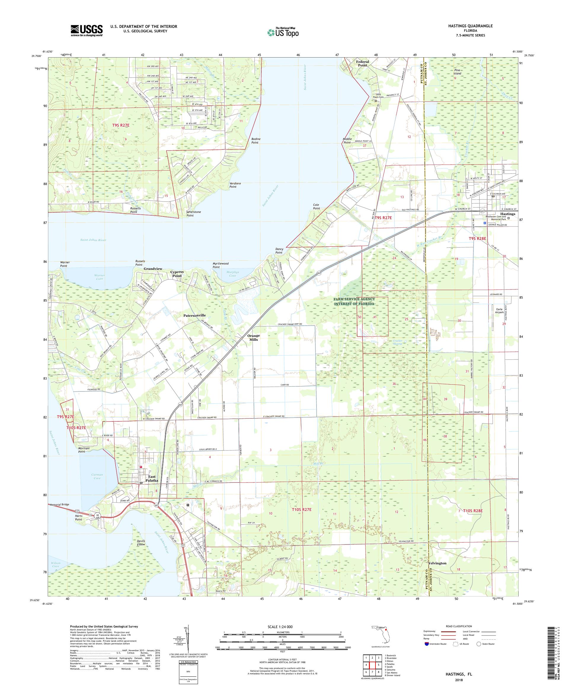 MyTopo Hastings, Florida USGS Quad Topo Map