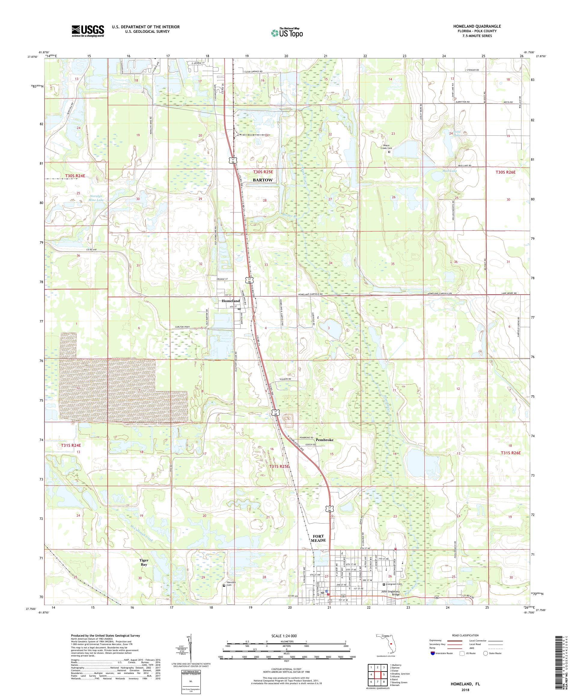 MyTopo Homeland, Florida USGS Quad Topo Map