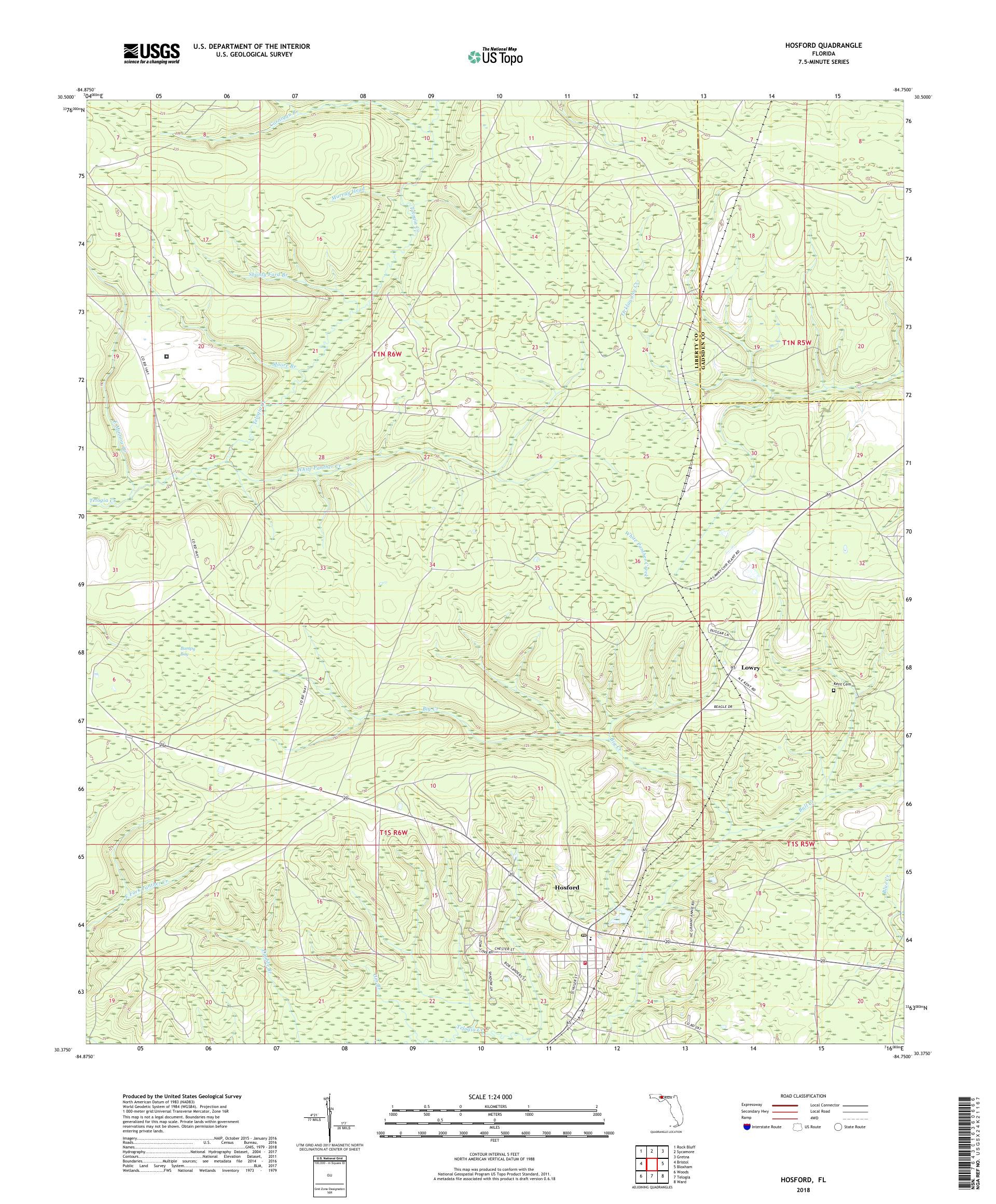 MyTopo Hosford, Florida USGS Quad Topo Map