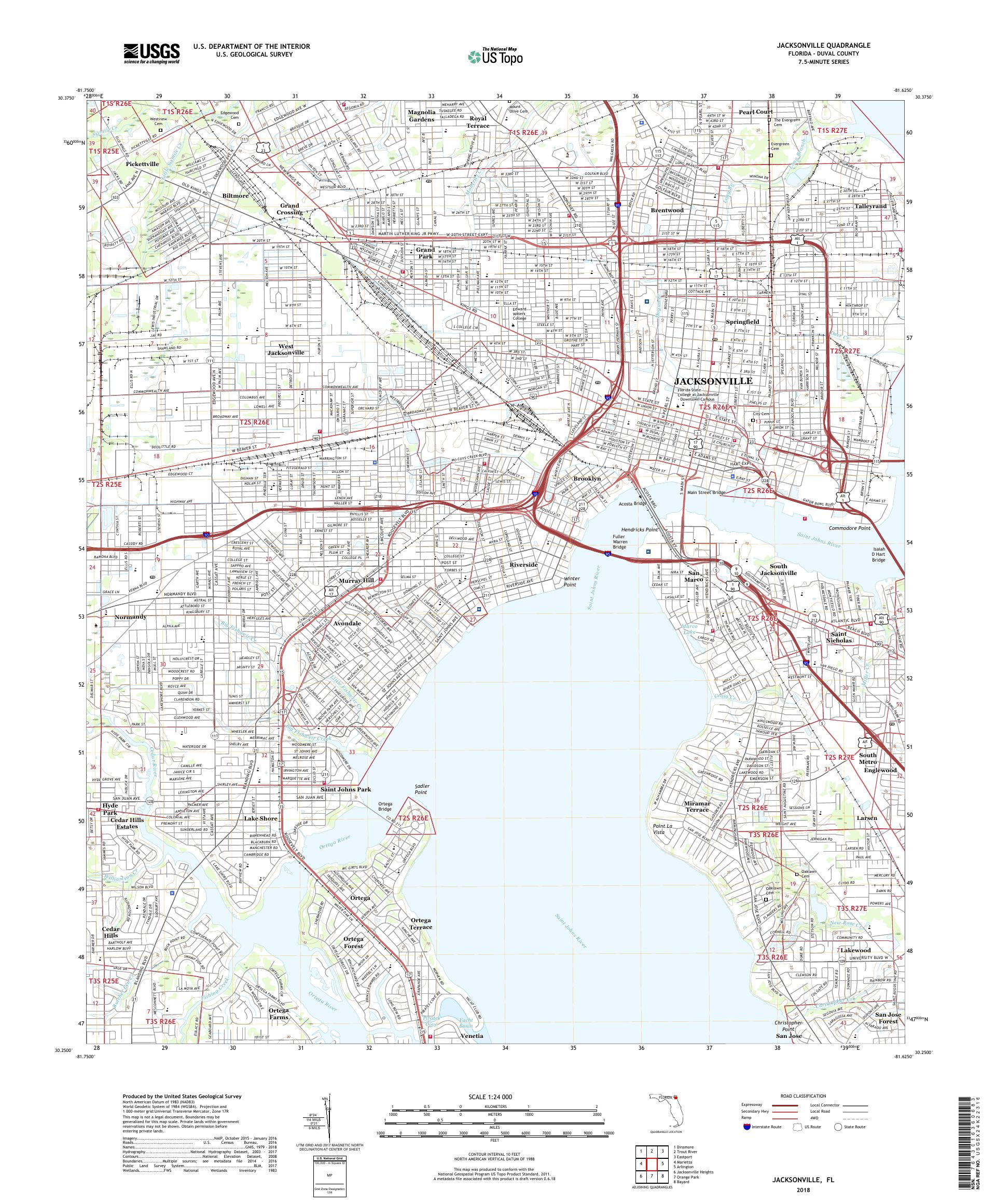 Topographic Map Of Jacksonville - FL Jacksonville 20180515 TM Geo