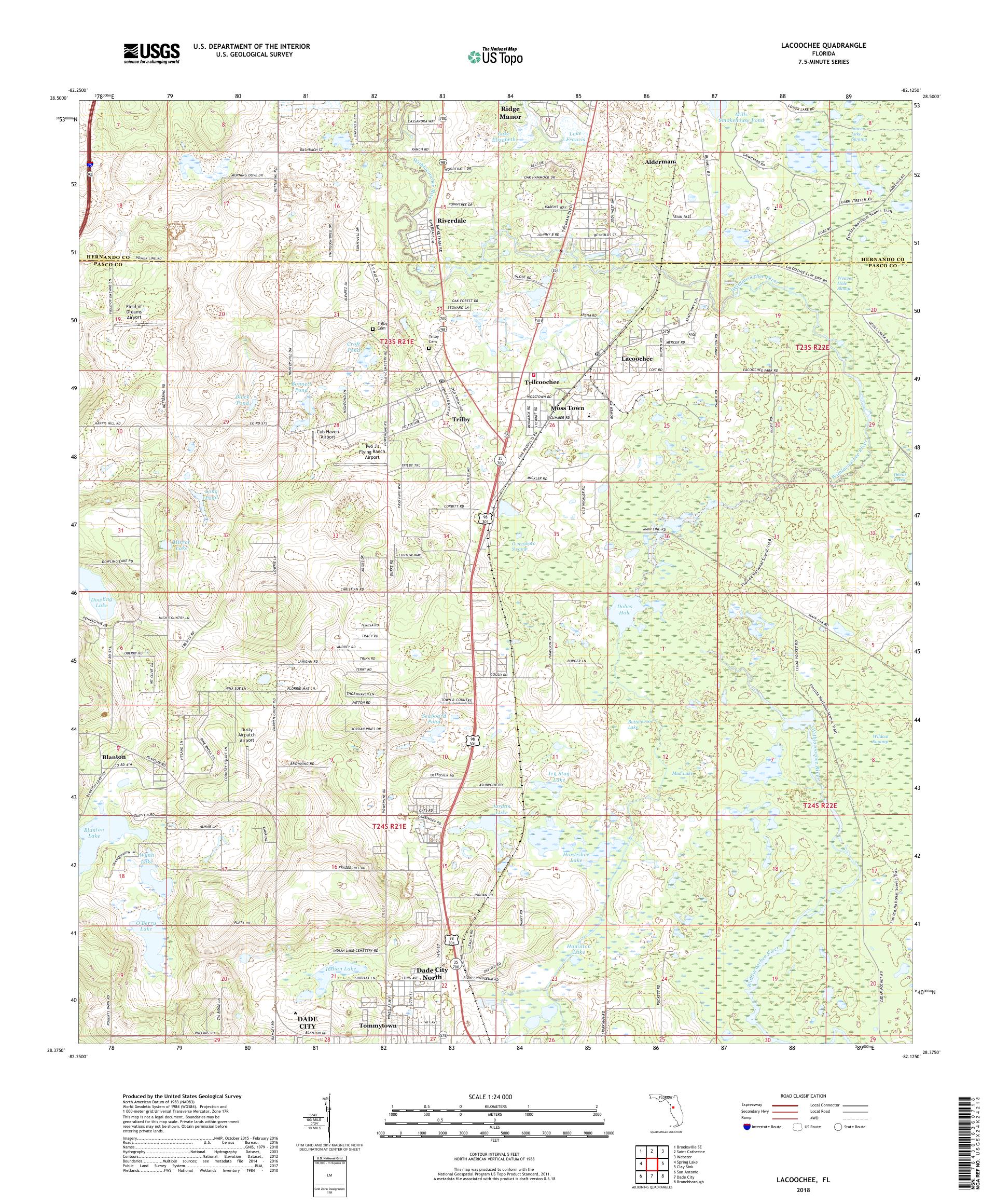 MyTopo Lacoochee, Florida USGS Quad Topo Map